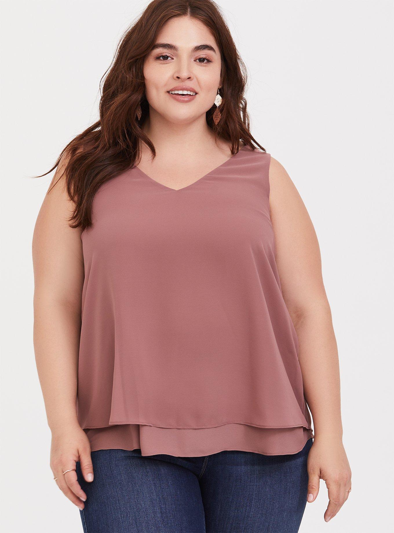 Plus Size Georgette Double Layer Swing Tank Torrid