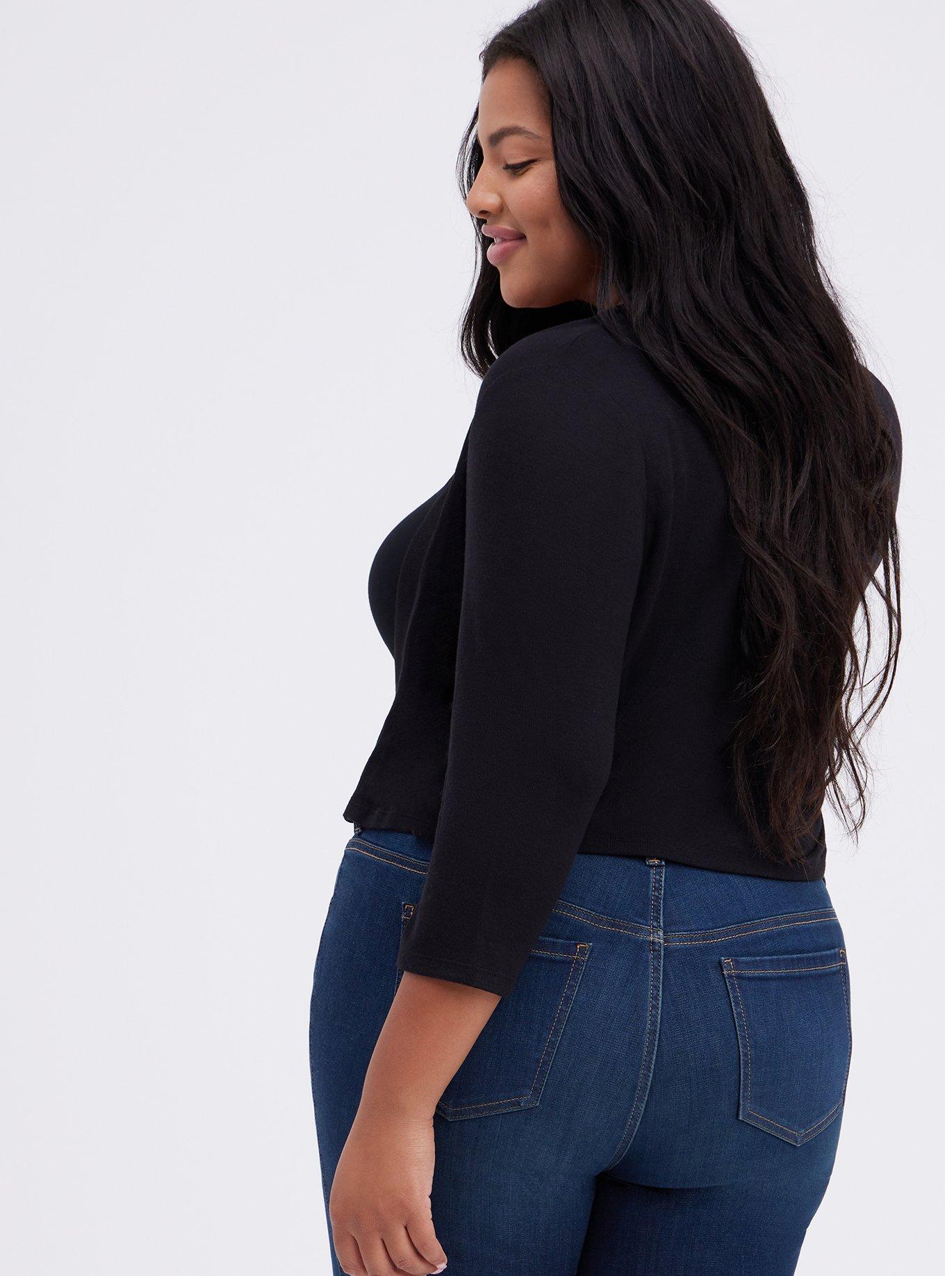 Black Open Front Shrug, DEEP BLACK, alternate