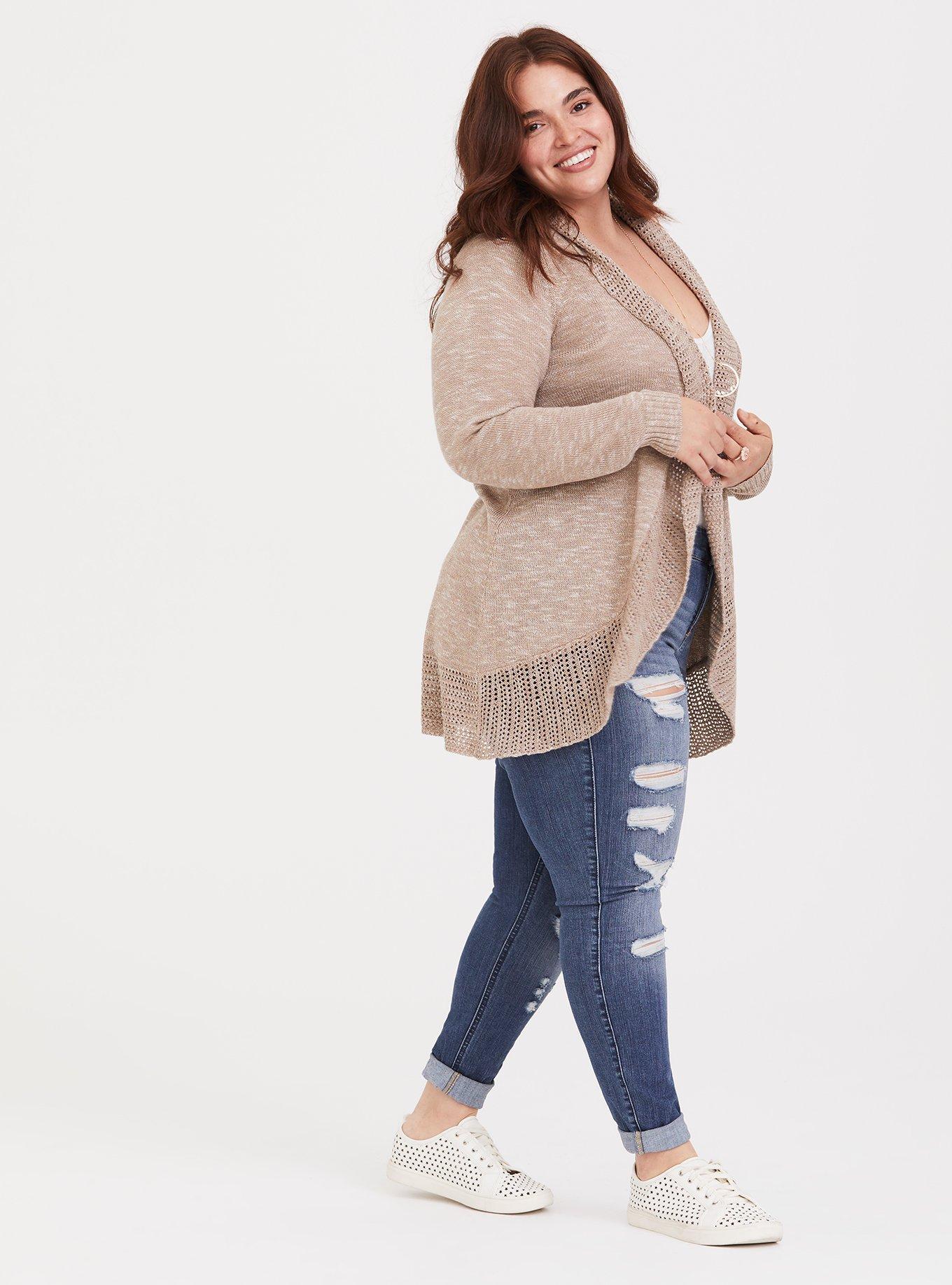 Plus Size Open Stitch Curve Hem Sweater Torrid