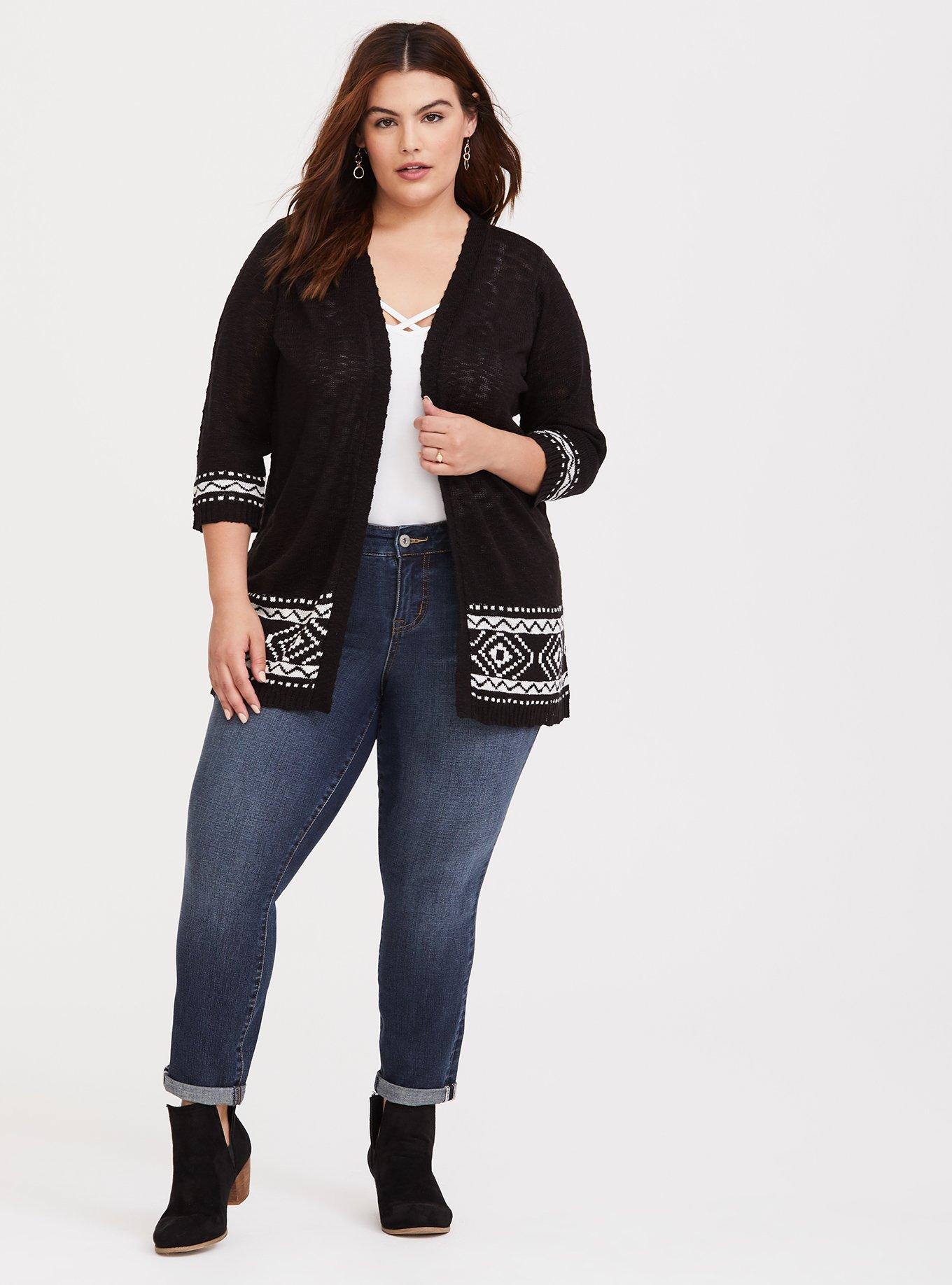 Black Border Slub Cardigan, NONEC, alternate