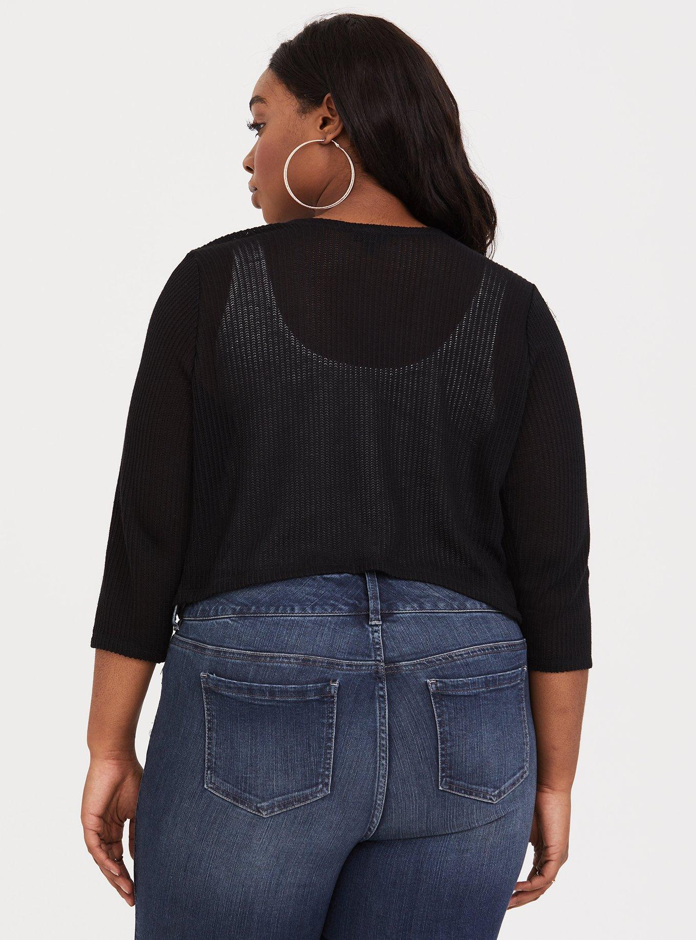 Black 3/4 Sleeve Shrug, NONEC, alternate
