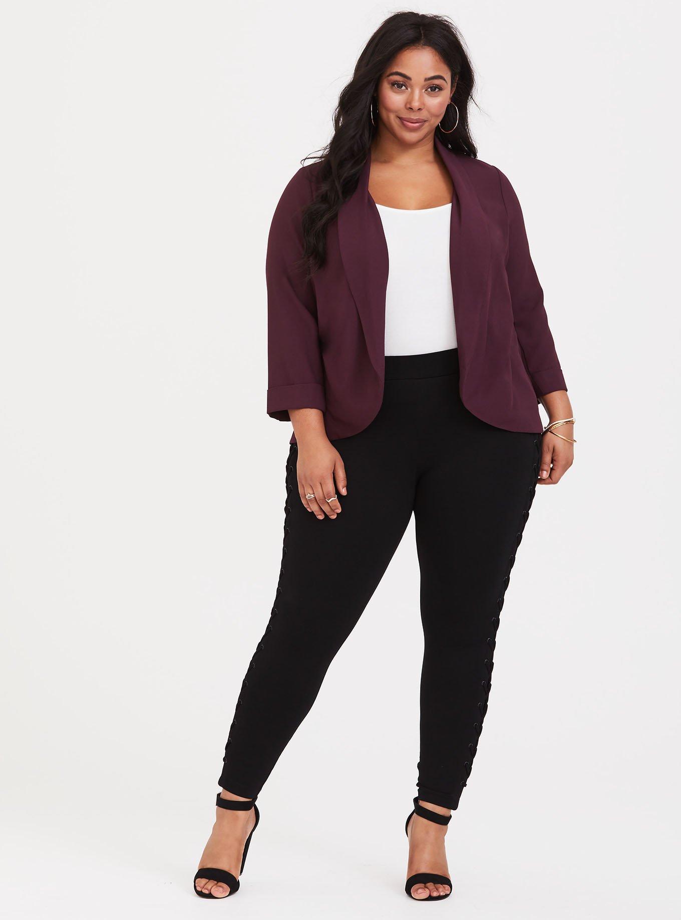 Plus Size - Burgundy Crepe Boyfriend Blazer - Torrid