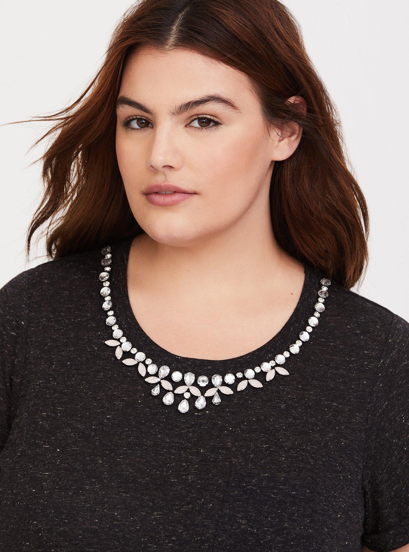 Rhinestone Embellished Classic Fit Tee, , hi-res