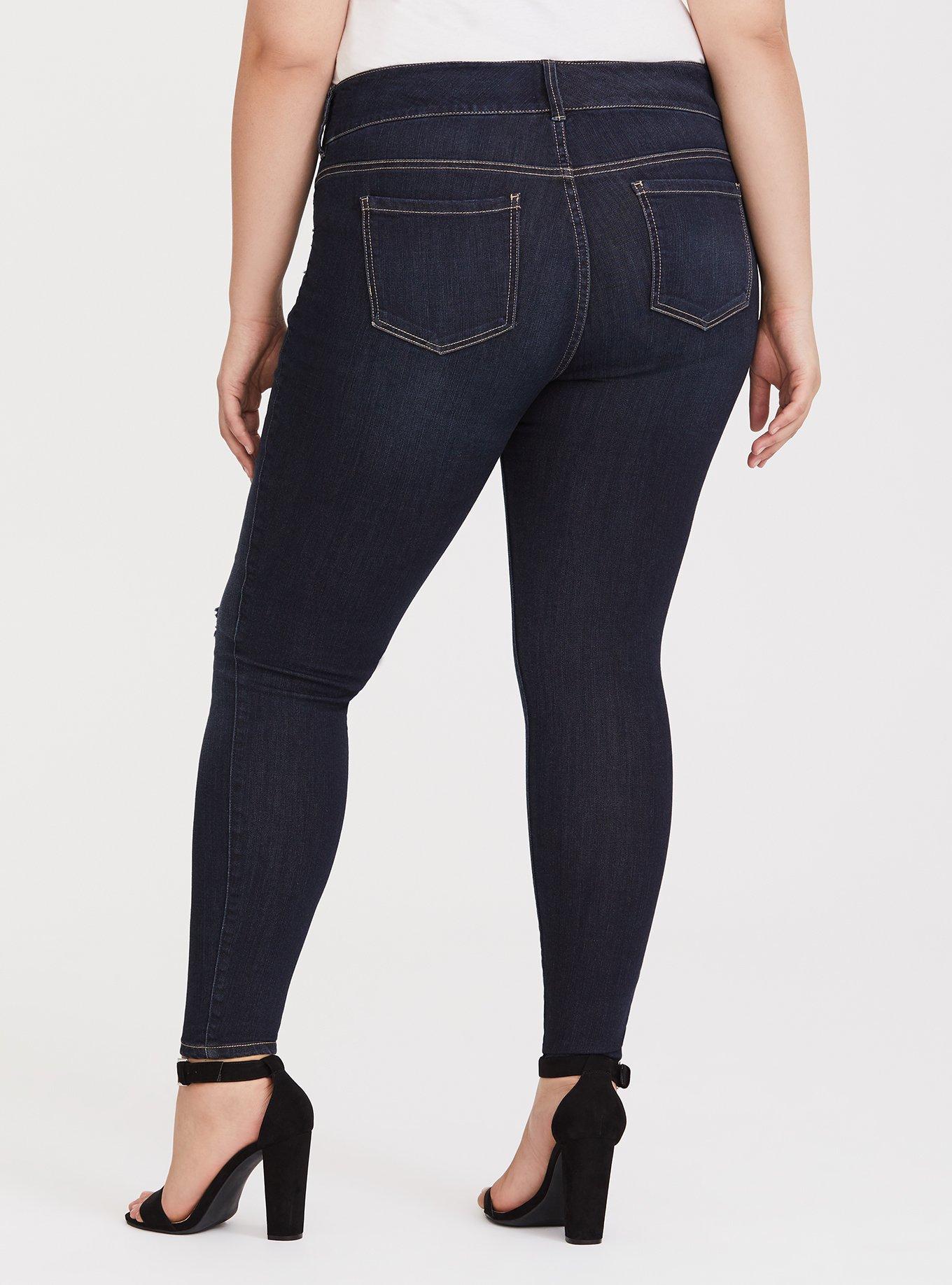 Jegging - Premium Stretch Dark Wash, DESTRUCTED CLEAN DARK, alternate