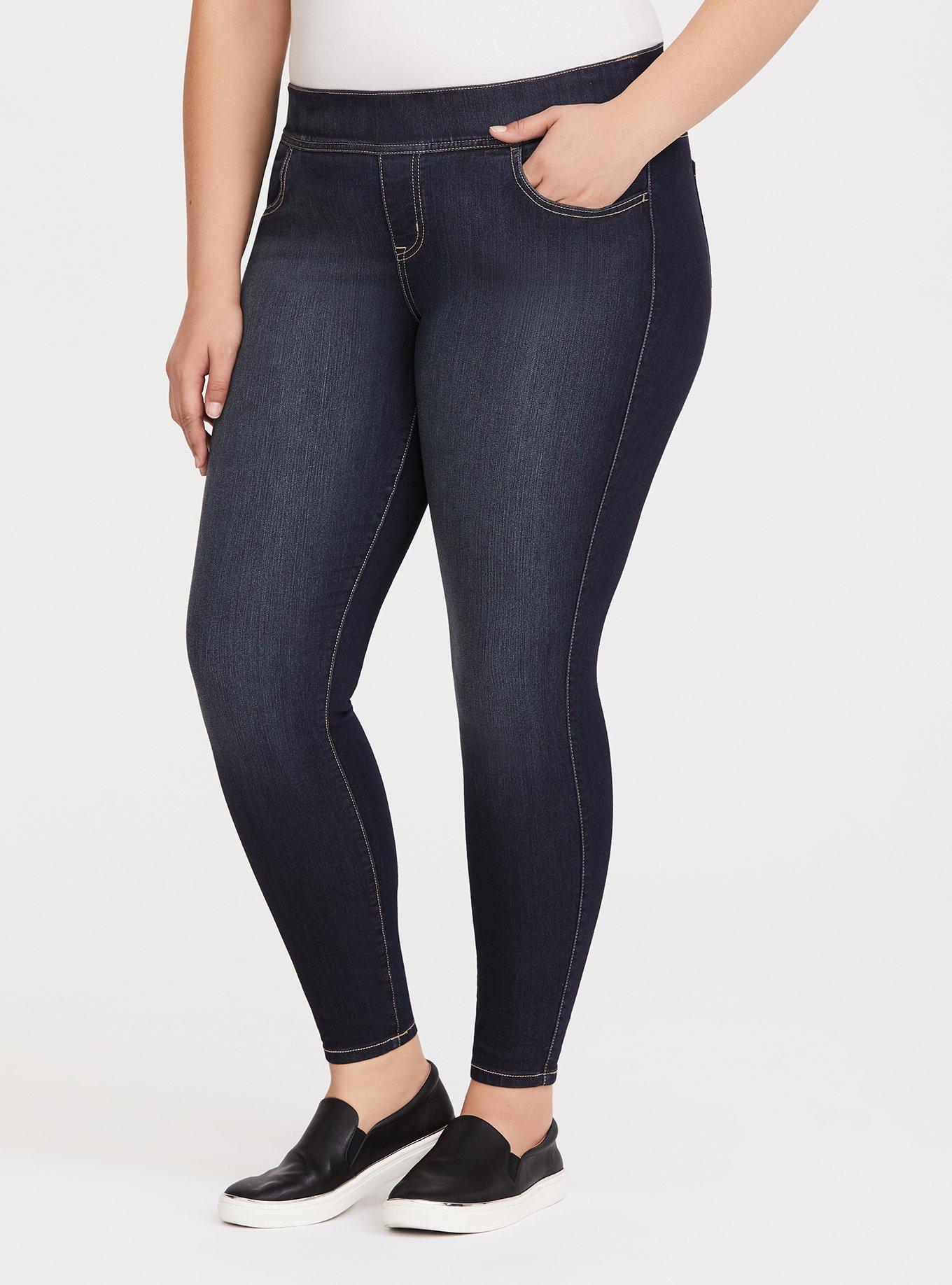 Leggings Pull On Stretch Jeans Plus Size Plus Size Black Pull On