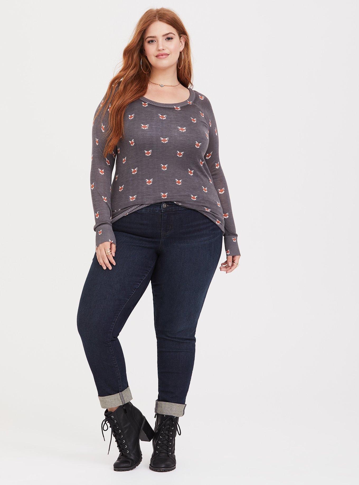 Pullover Raglan Sweater, FOX PRINT, alternate