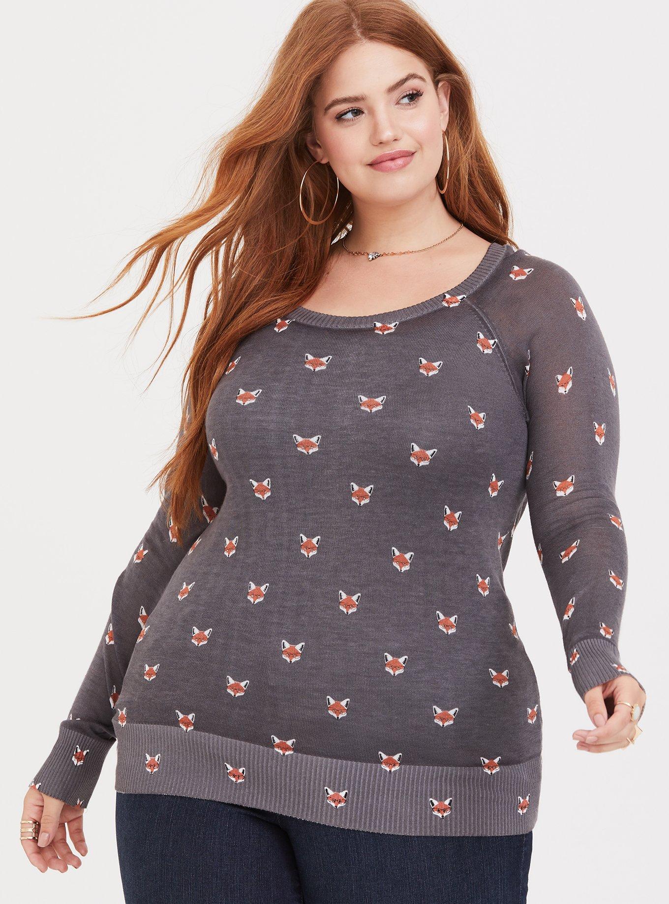 Pullover Raglan Sweater, FOX PRINT, alternate