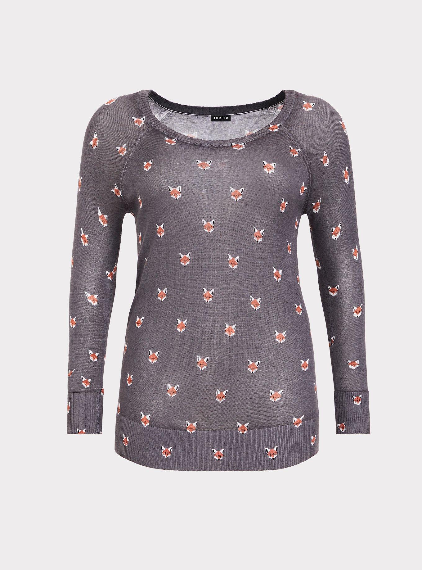Pullover Raglan Sweater, FOX PRINT, hi-res