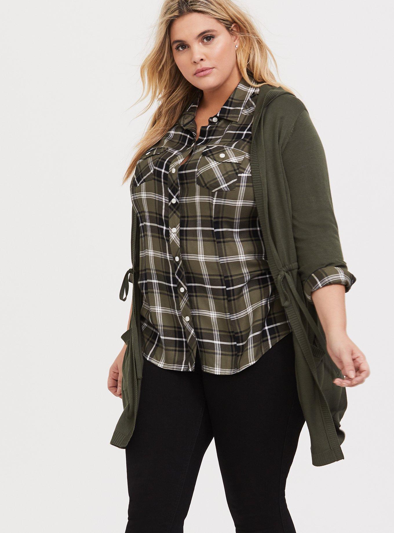 Anorak Hooded Cinch Waist Sweater, OLIVE, alternate