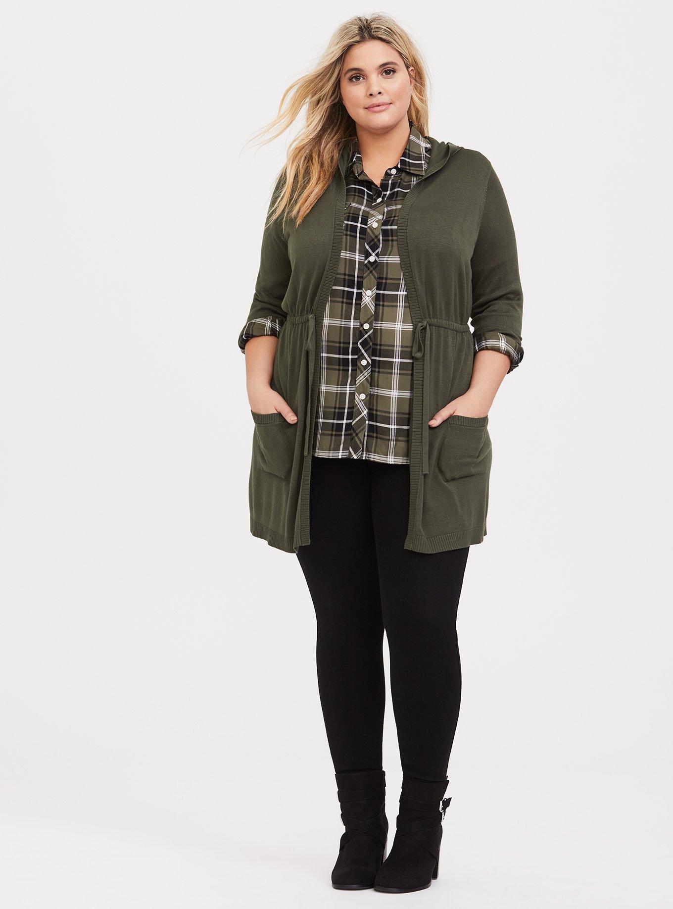 Anorak Hooded Cinch Waist Sweater, OLIVE, alternate