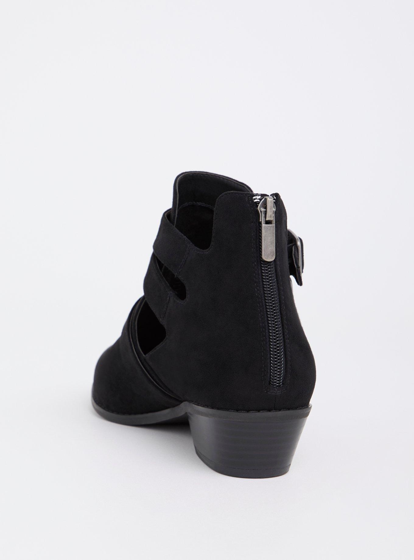 Plus Size Cutout Low Heel Bootie (WW), BLACK, alternate