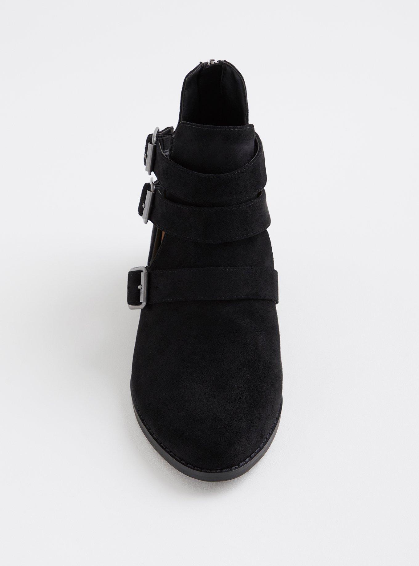 Plus Size Cutout Low Heel Bootie (WW), BLACK, alternate