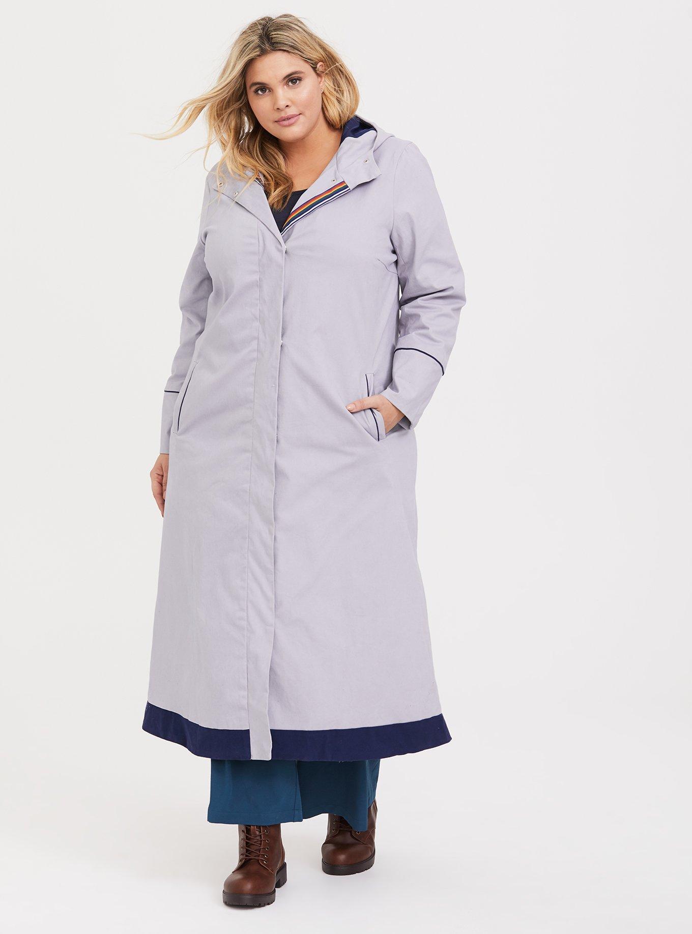 Plus Size Her Universe Doctor Who Grey Trench Coat, GREY, alternate