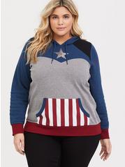 Plus Size Her Universe Captain America Hoodie, BLUE, hi-res