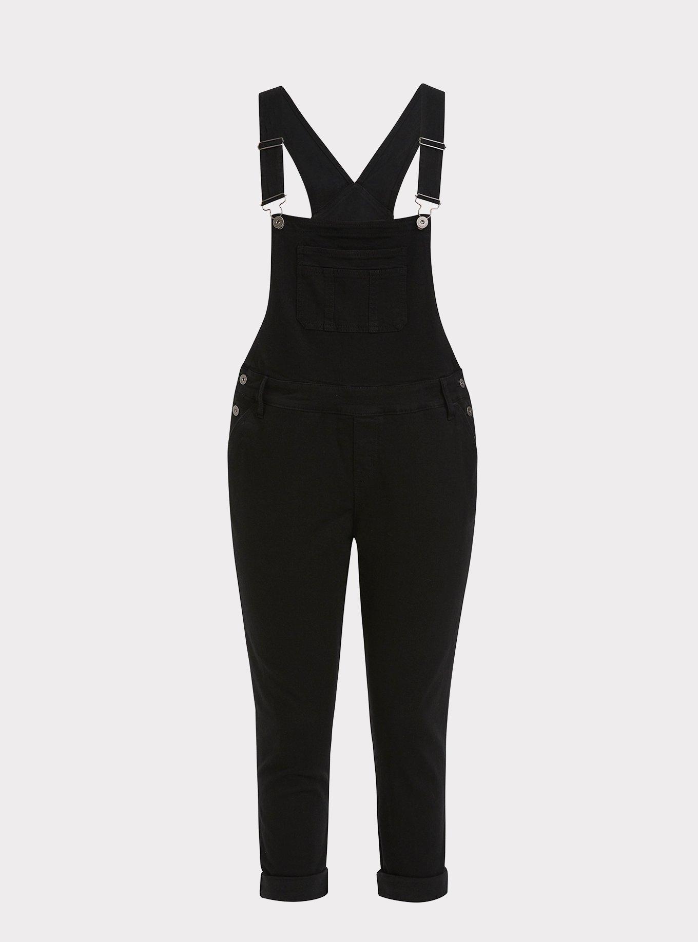 Black overalls women's plus hot sale size