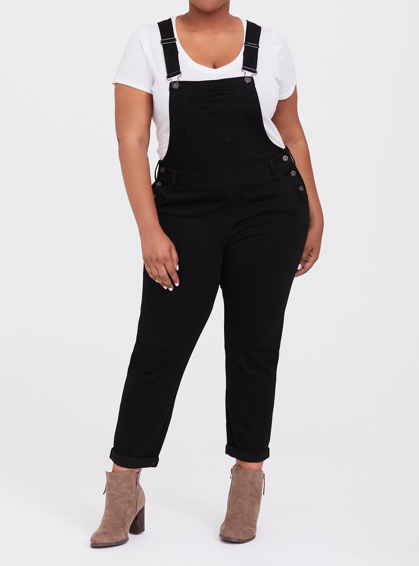 Plus Size - Crop Overall Jean - Premium Stretch Black - Torrid