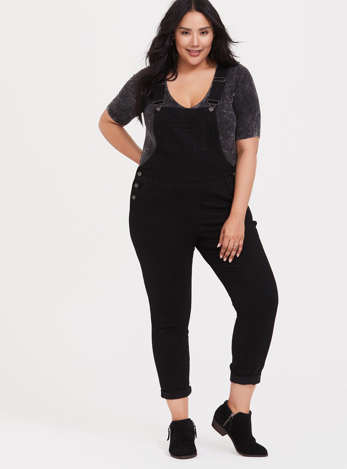 Plus Size - Crop Overall Jean - Premium Stretch Black - Torrid