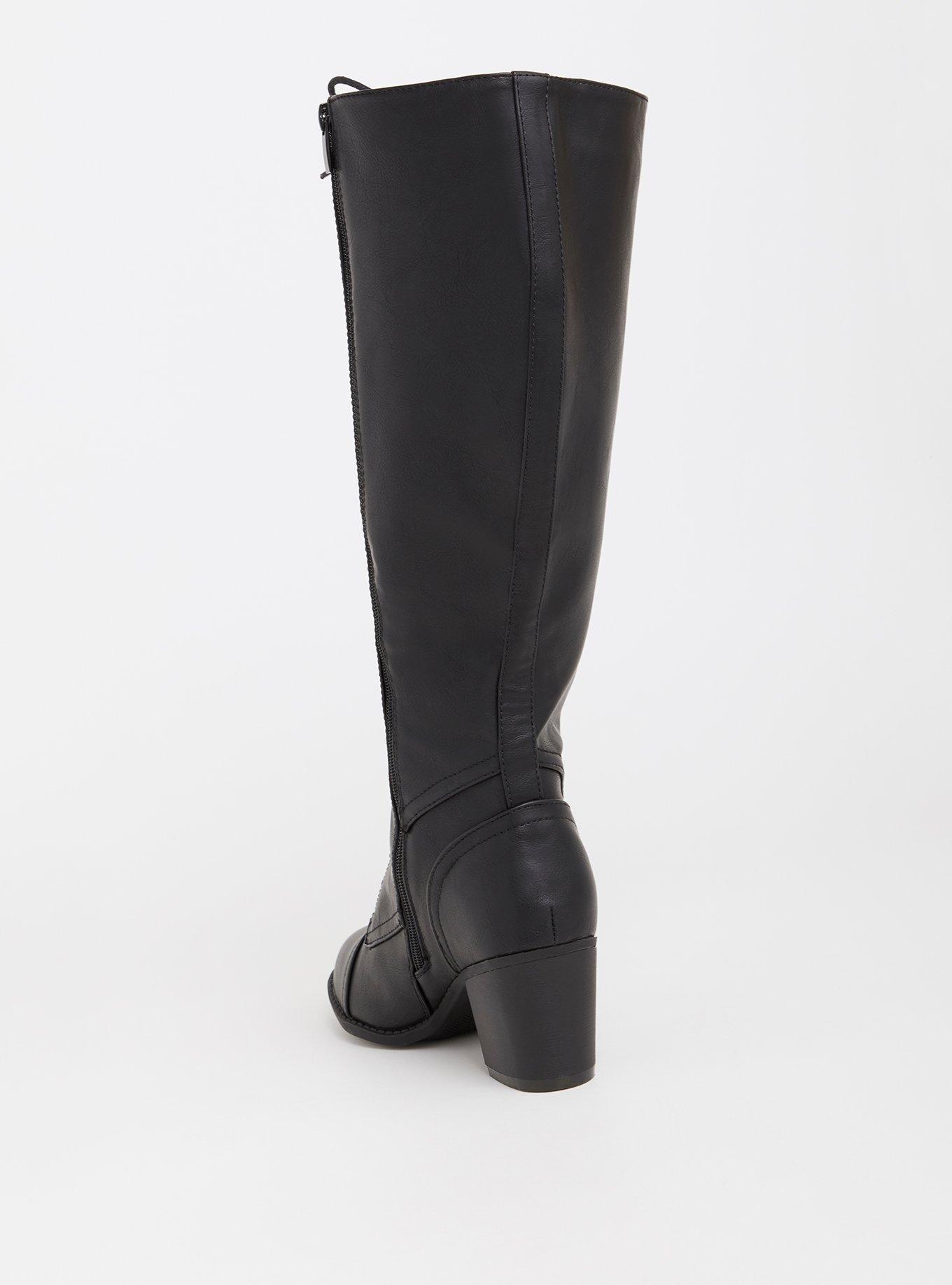 Plus Size - Faux Leather Double Buckle Lace-Up Knee Boot (WW) - Torrid