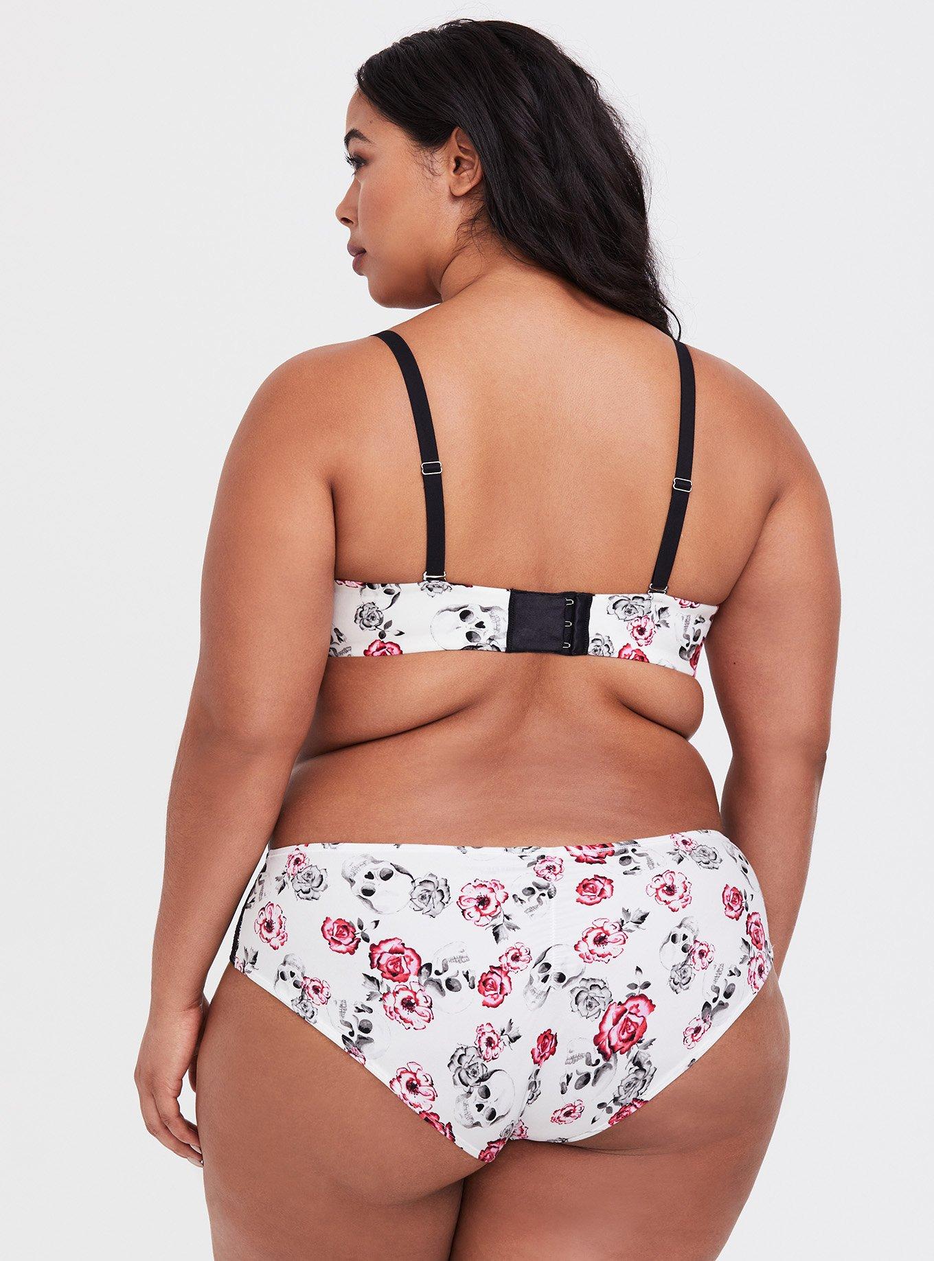 Plus Size Torrid Curve Body&trade; Skull Floral Demi Bra, MORTAL BEAUTY, alternate