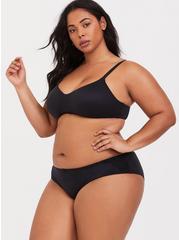 Plus Size Wire-Free Lightly Lined Smooth Straight Back Bra, RICH BLACK, alternate
