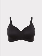 Plus Size Wire-Free Lightly Lined Smooth Straight Back Bra, RICH BLACK, hi-res