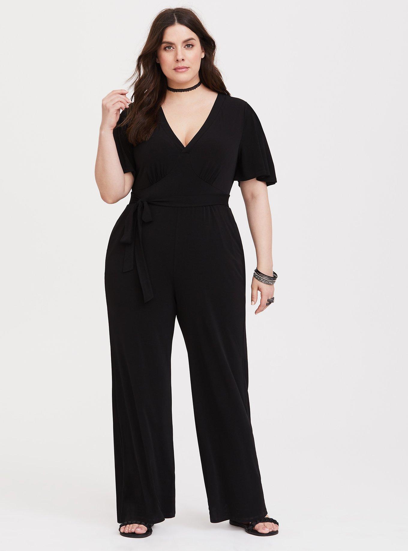 Plus Size - Black Wide Leg Studio Knit Jumpsuit - Torrid