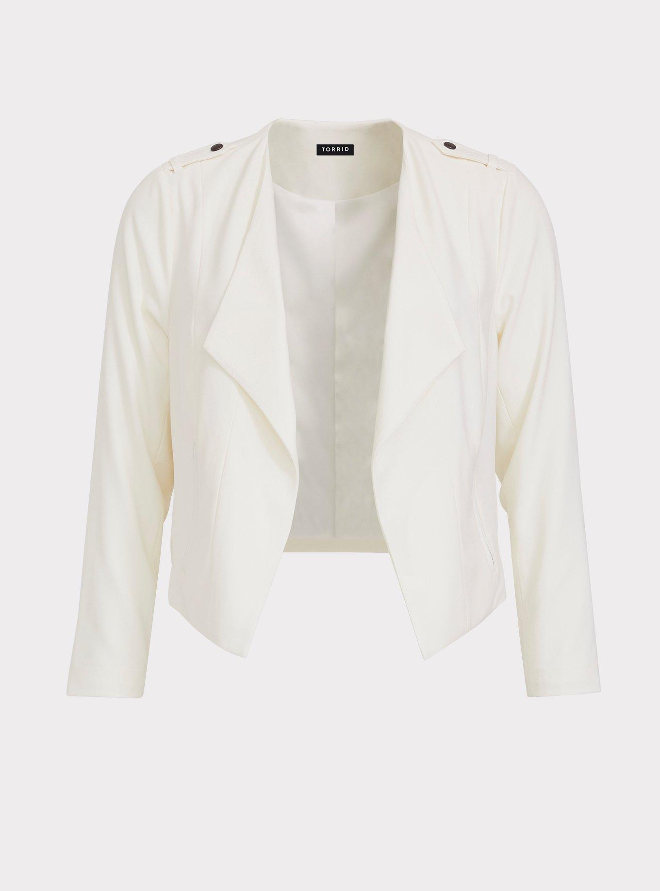 Plus Size - White Drape Crepe Jacket - Torrid