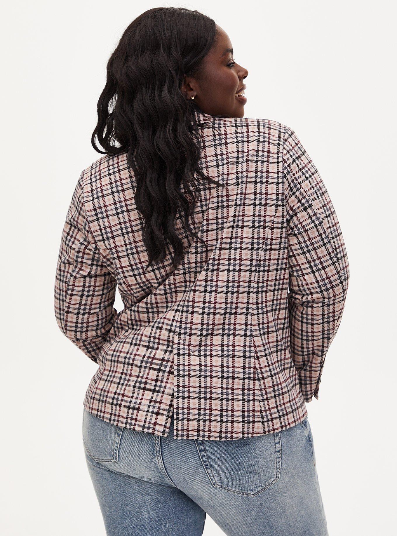 Plus Size Studio Double Knit Blazer, MULTI PLAID, alternate