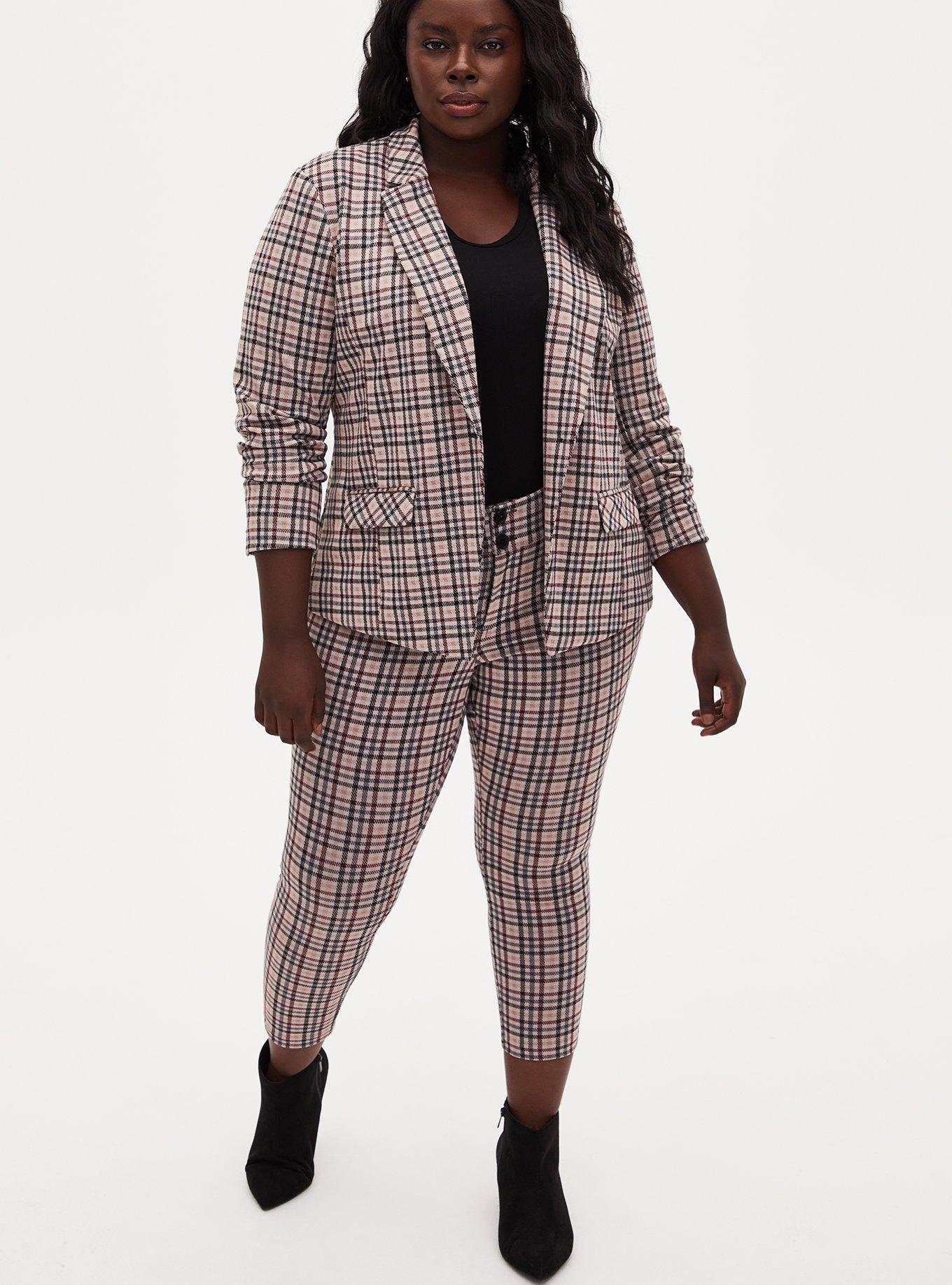 Plus Size Studio Double Knit Blazer, MULTI PLAID, alternate