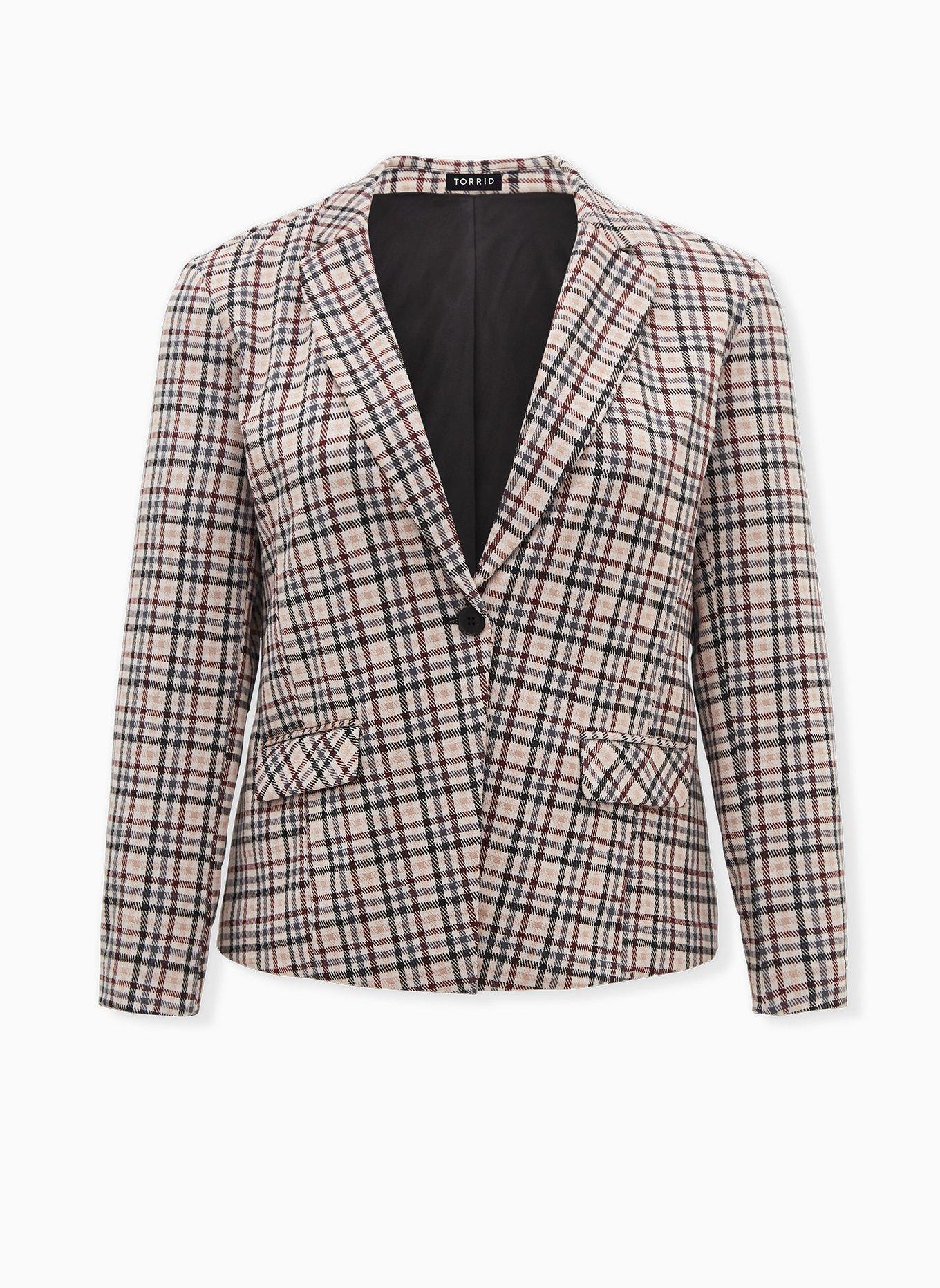 Plus Size Studio Double Knit Blazer, MULTI PLAID, hi-res