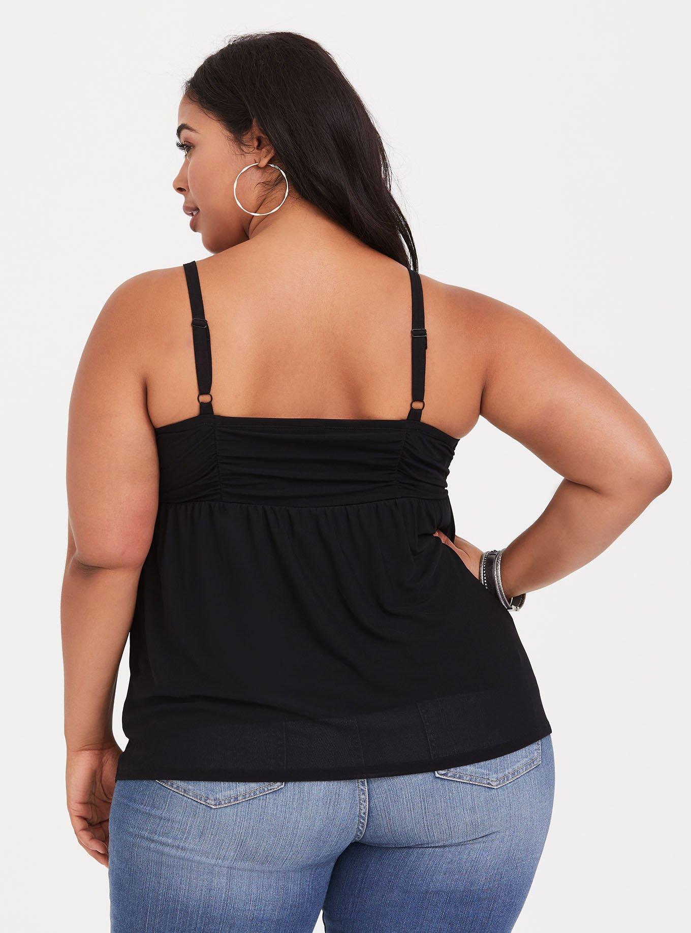 Black Mesh Babydoll Cami, DEEP BLACK, alternate