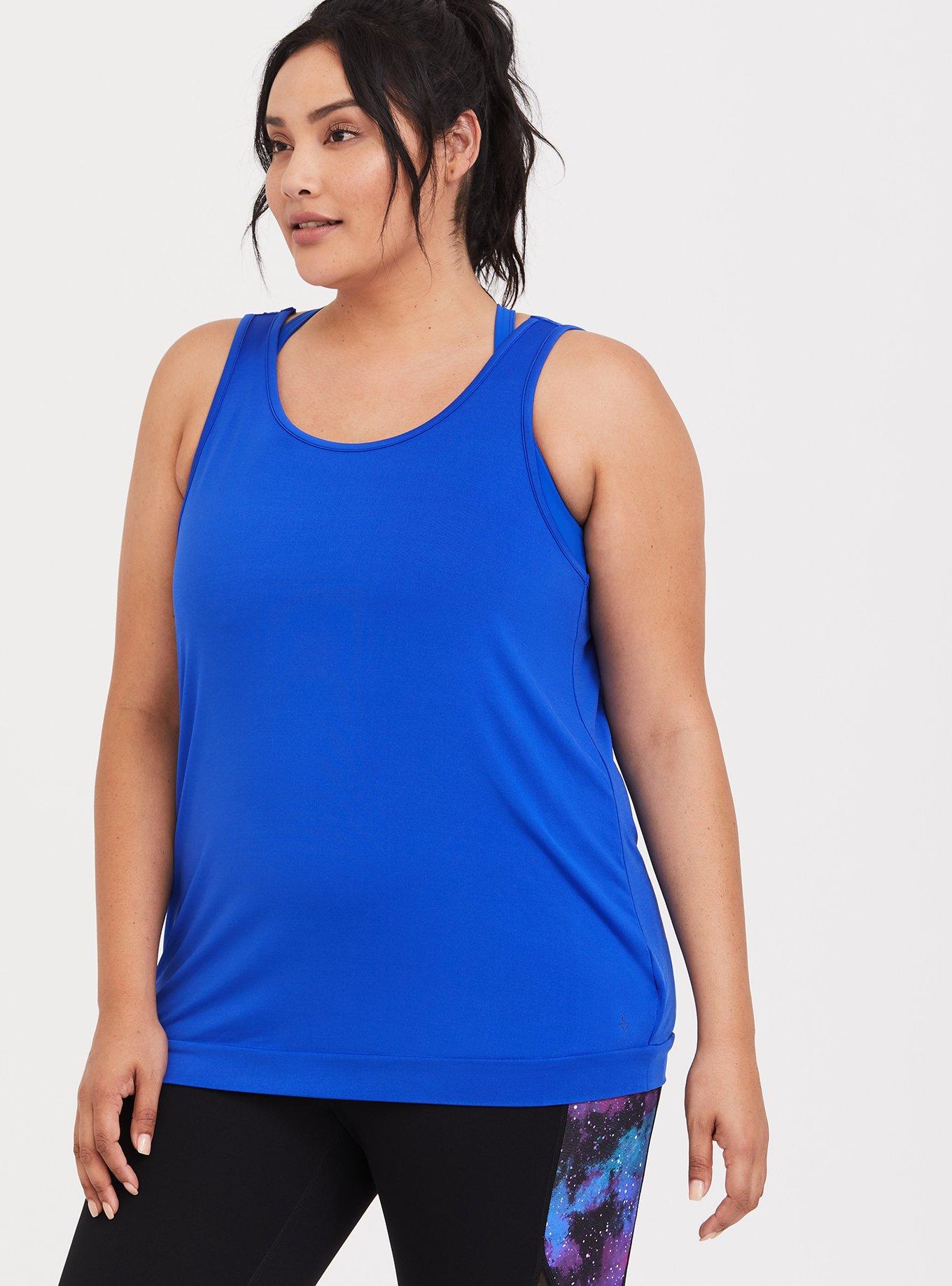 Blue 2fer Active Stretch Tank & Sports Bra, ELECTRIC BLUE, hi-res