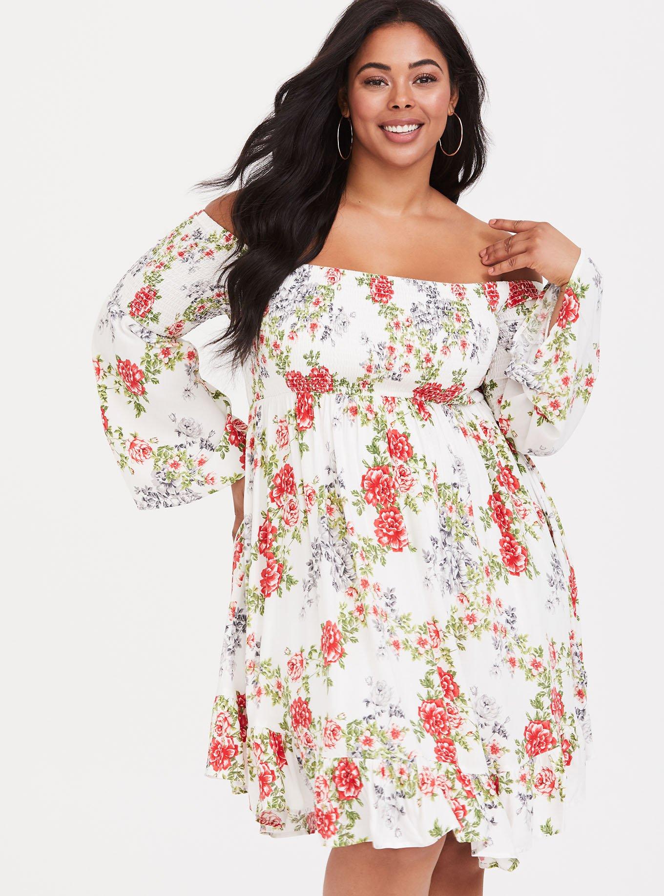 smocked challis dress