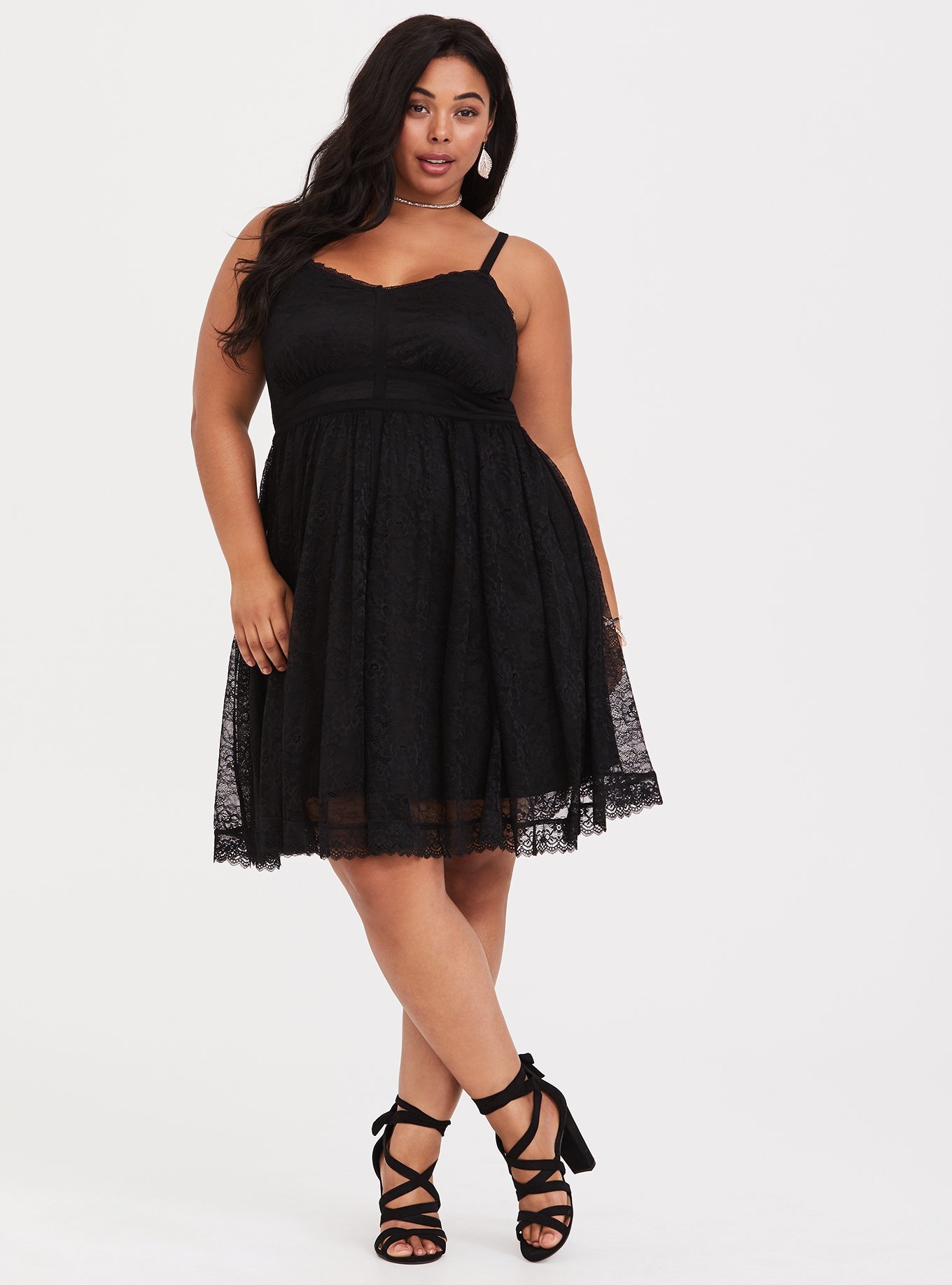 torrid hot pink skater dress Plus Size - Black Lace Blush pink
