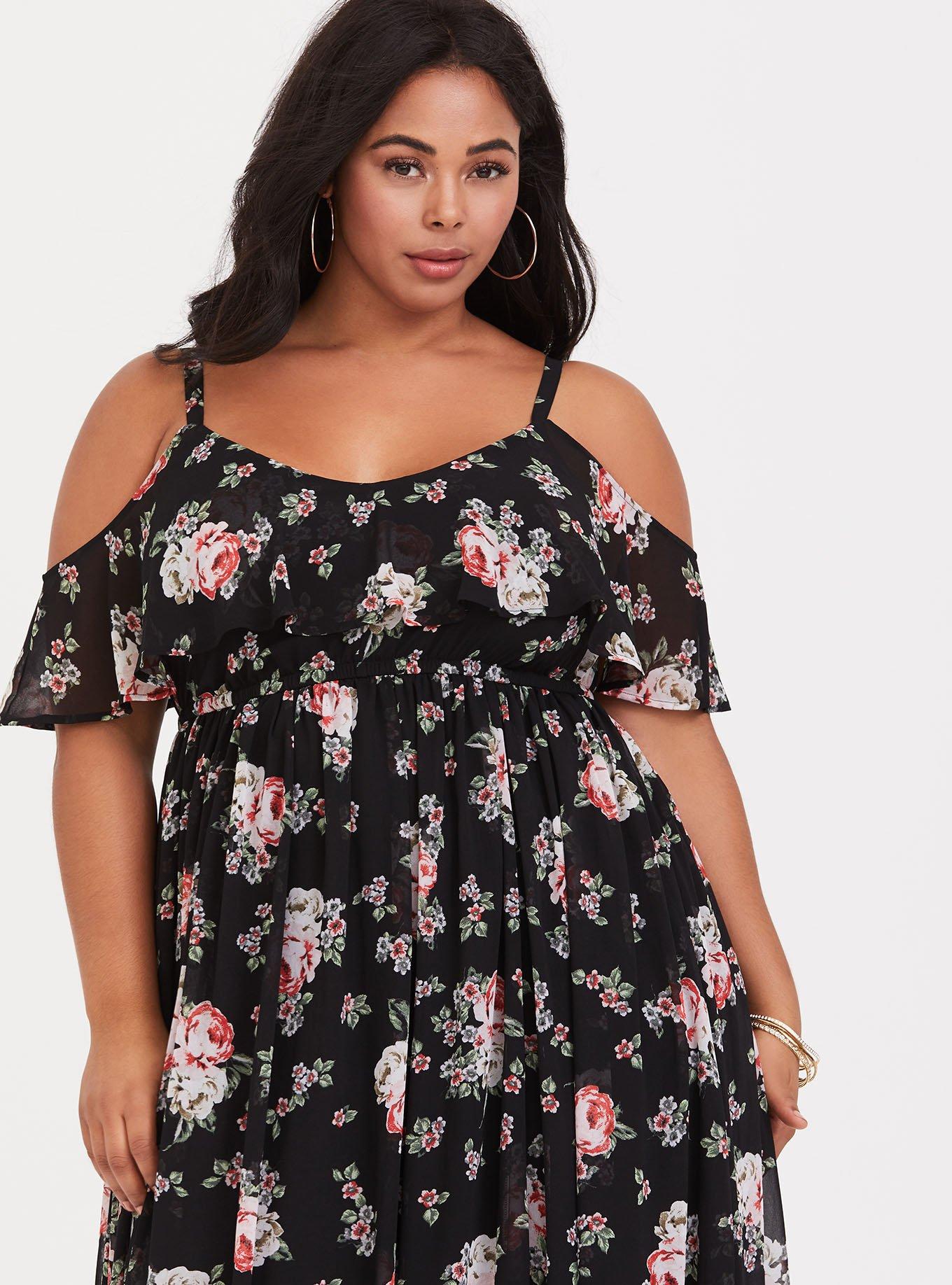 Torrid black clearance dress with flowers