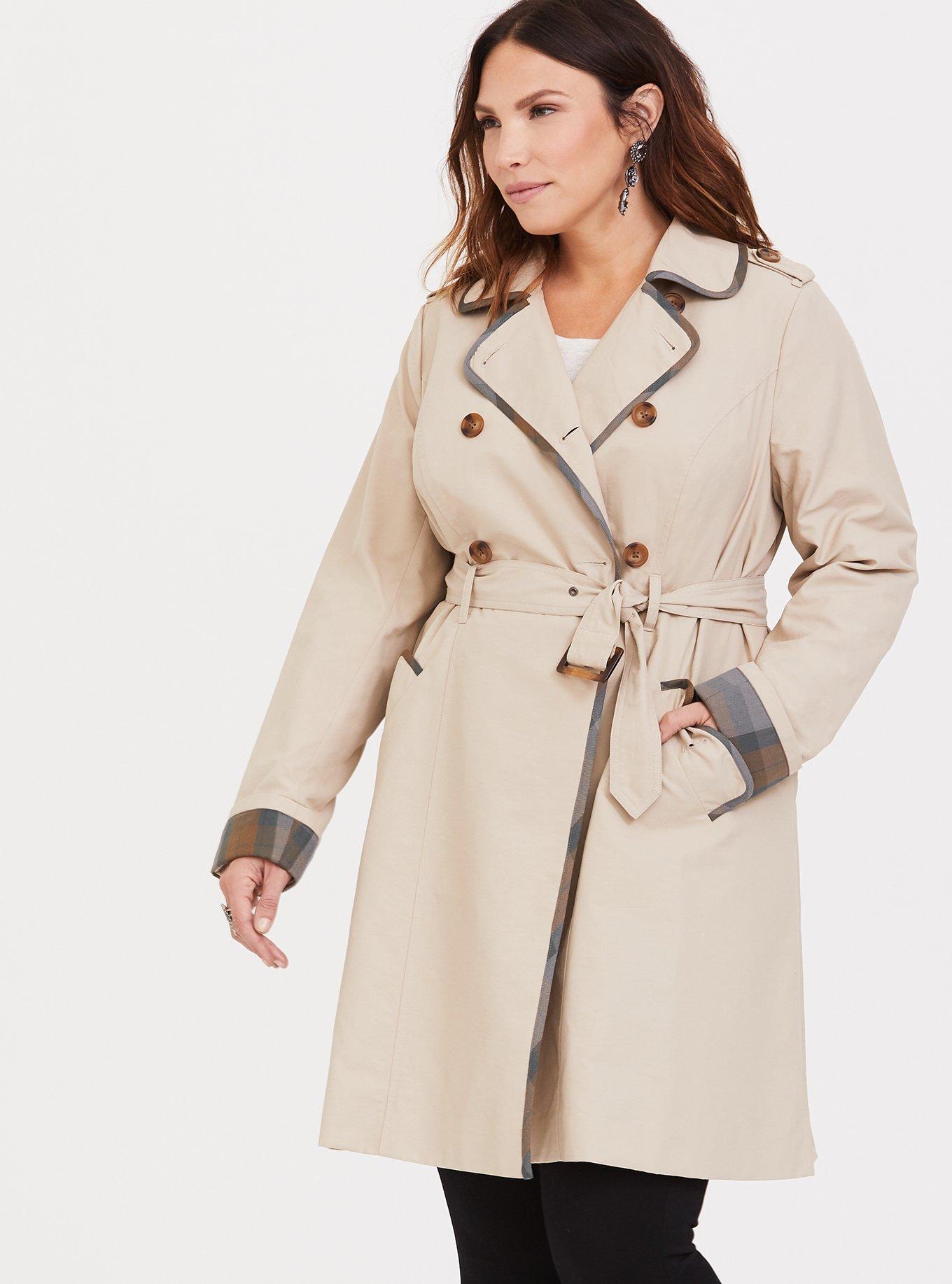 Women's Classic Khaki Double Breasted Cotton Blend Trench -  Israel