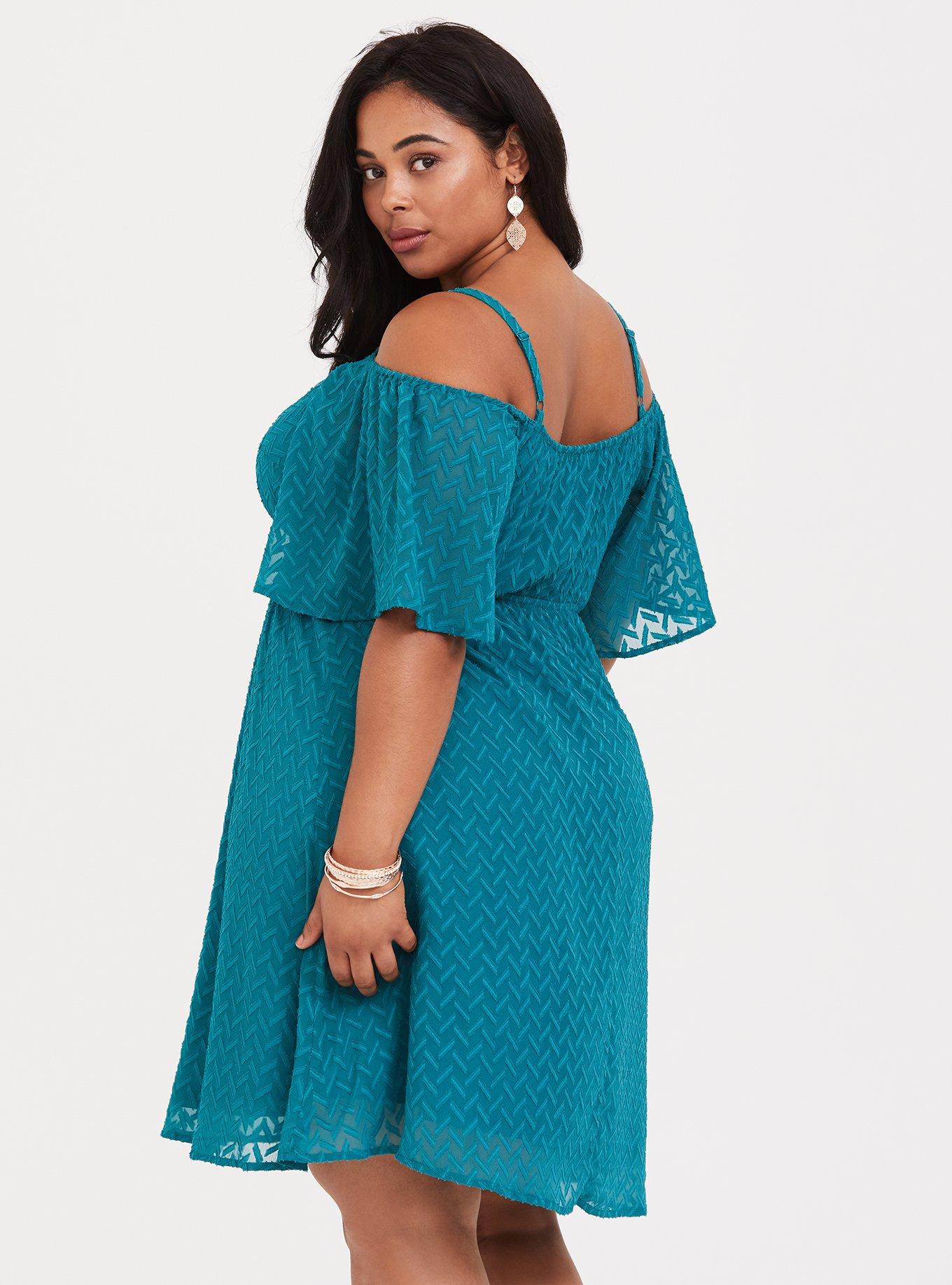 Plus Size - Cold Shoulder Chiffon Skater Dress - Torrid