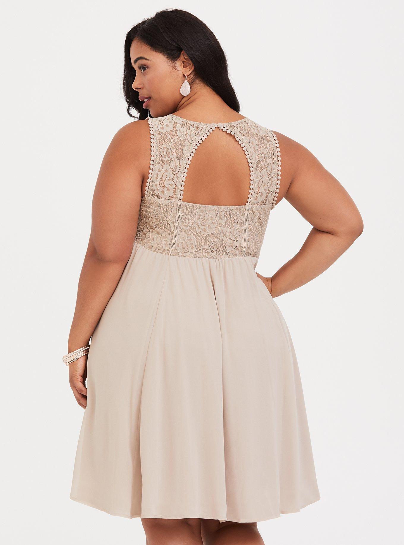 Beige lace dress plus sales size