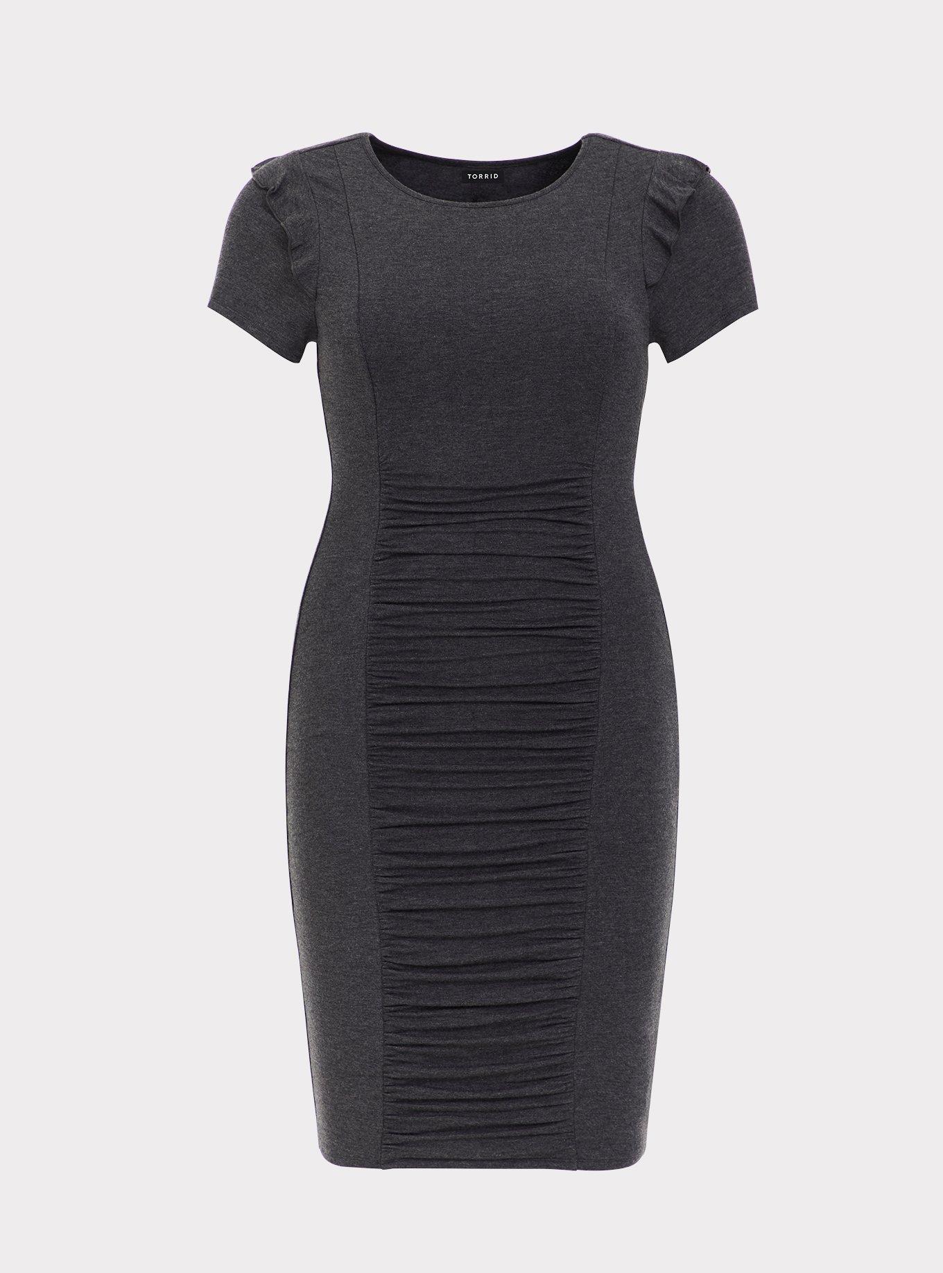 Plus Size - Grey Ruched Jersey Bodycon Dress - Torrid