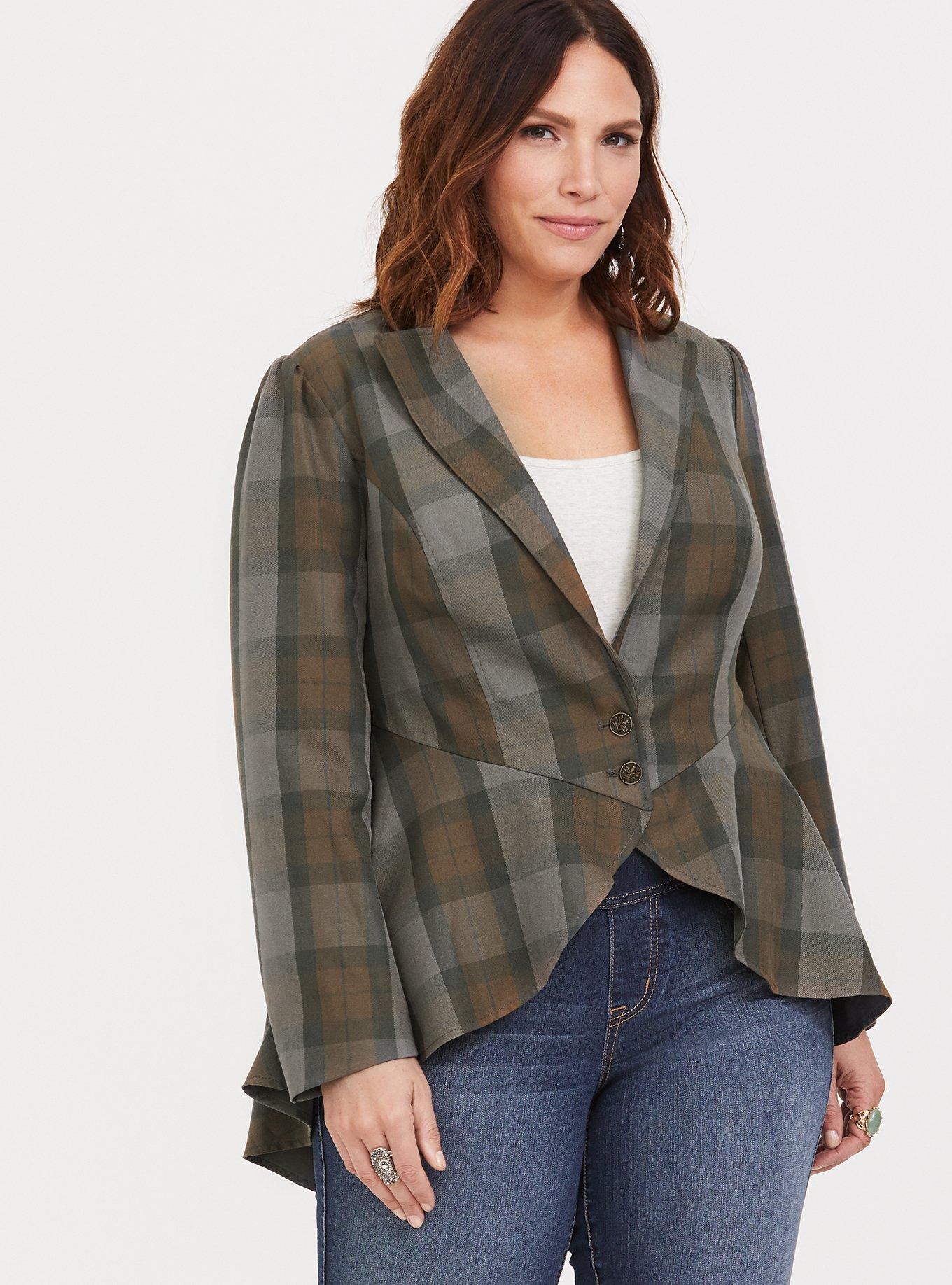 Plus Size - Outlander Plaid Lace-Up Jacket - Torrid