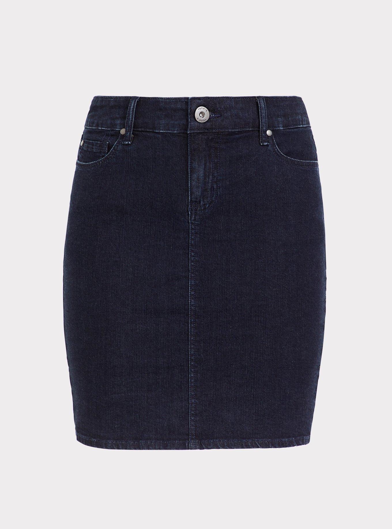 Plus Size Dark Denim Mini Skirt, , hi-res