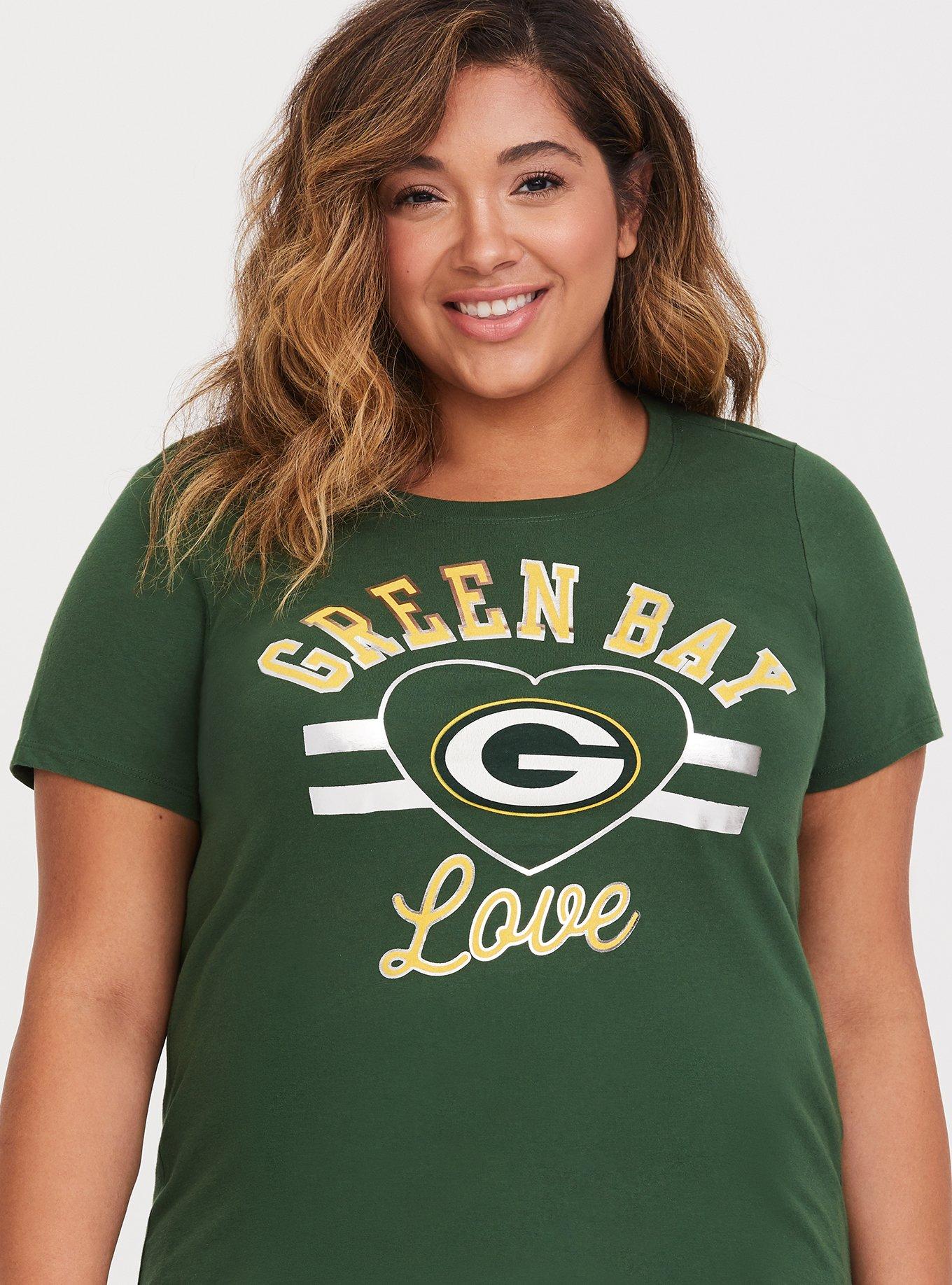 NWT Torrid Plus Size 0 Large CLASSIC FIT FOOTBALL TEE - GREEN BAY PACKERS  GREEN