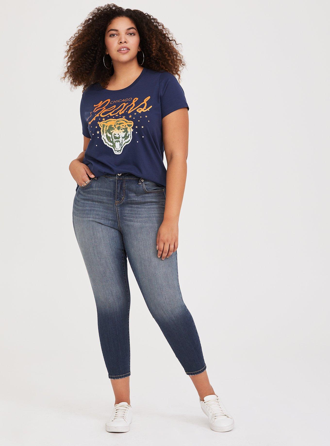 Plus Size - NFL Chicago Bears Navy V-Neck Football Tee - Torrid