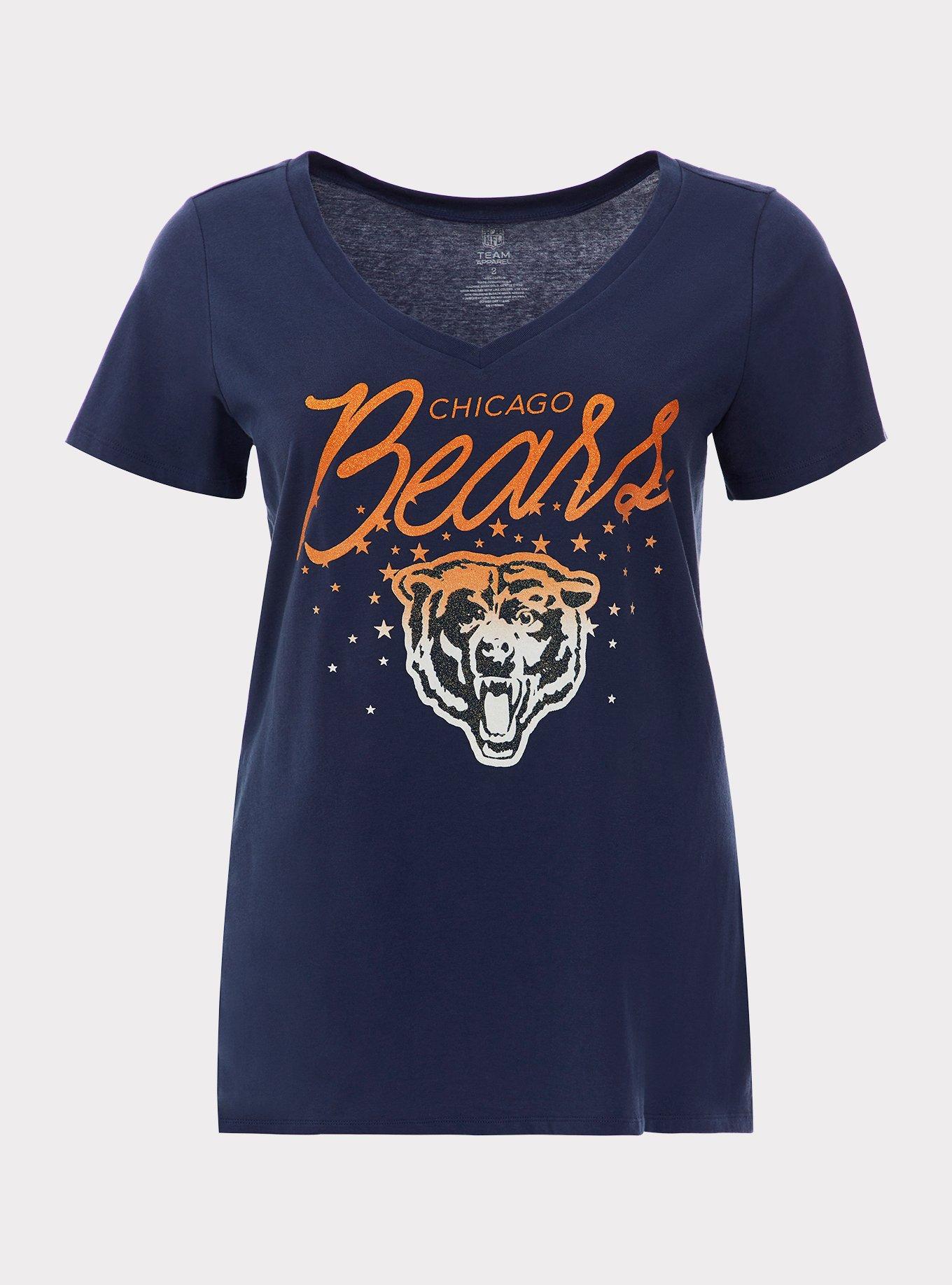 Plus Size - NFL Chicago Bears Navy V-Neck Football Tee - Torrid