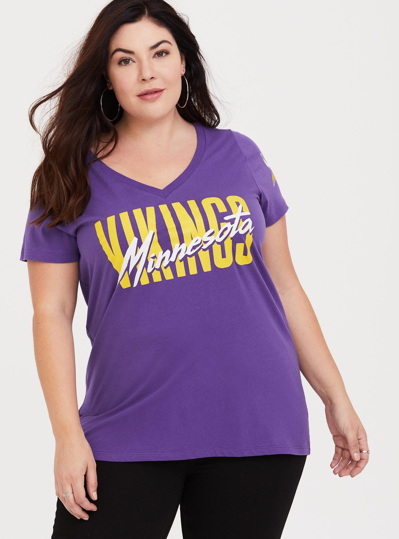 Plus Size NFL Vikings Purple V neck Slim Fit Tee Torrid