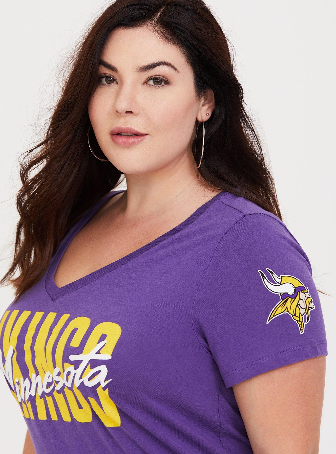 NFL Minnesota Vikings Football V-Neck Fitted T-Shirt Women's Size