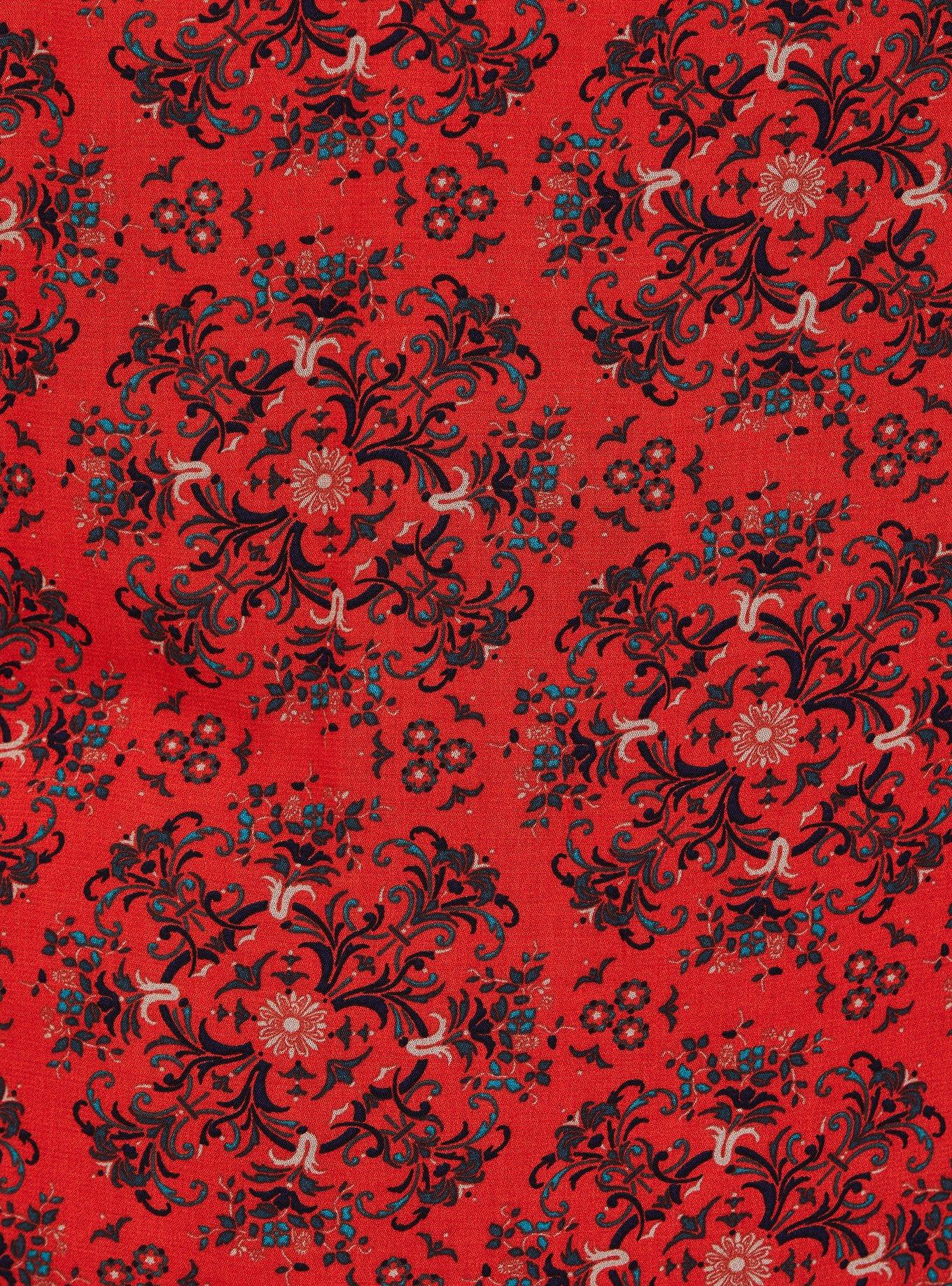Red Medallion Crepe Kimono, FLORAL MANDALA, alternate