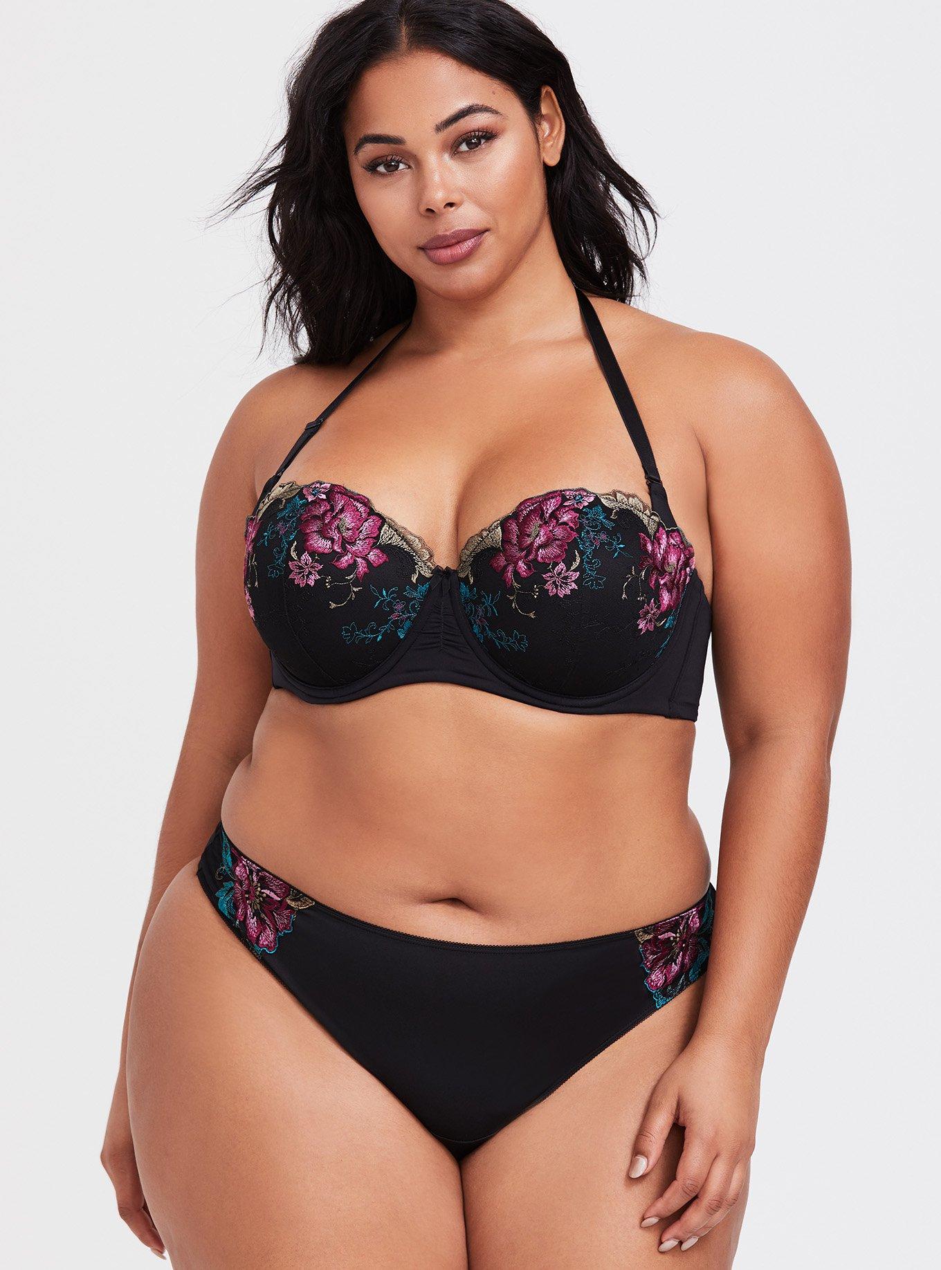 F&F Embroidered Comfort Bra Non-Wired Unpadded Black Floral Total Supp –  Worsley_wear
