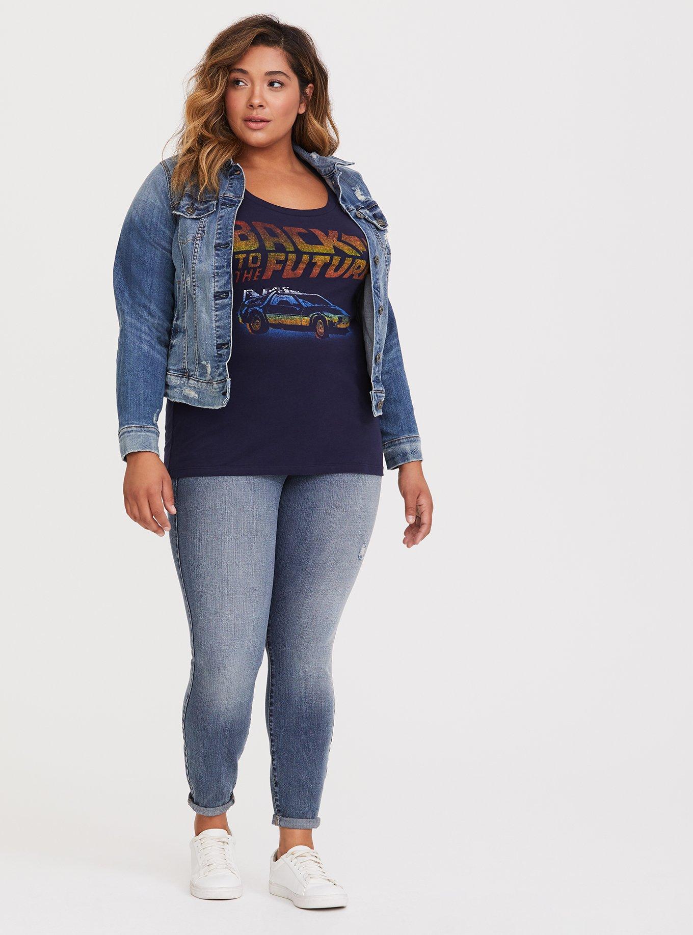 Plus Size Back to the Future Navy Slim Fit Tee, PEACOAT, alternate