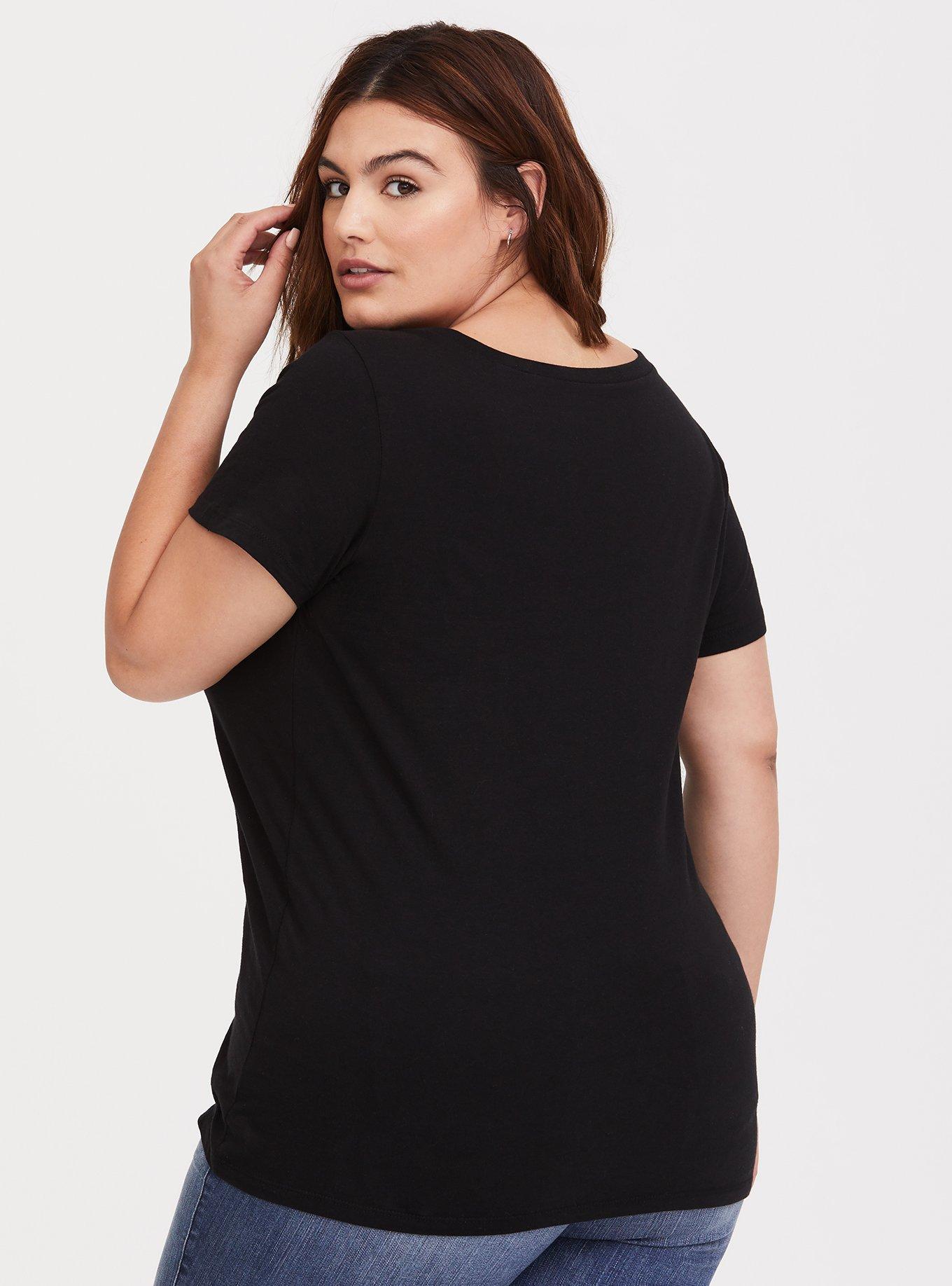 Plus Size Disney Maleficent Black V-Neck Slim Fit Tee, DEEP BLACK, alternate